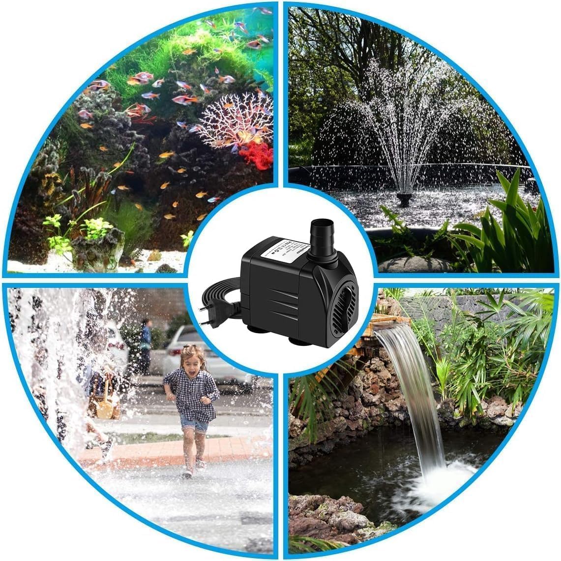 Pompa Acqua Sommergibile, 25W Pompa Acqua Acquario, 2000L/H Ultra-Silenzioso Pompa Acqua Per Terrari, Stagno Di Pesce, Sistemi Di Circolazione