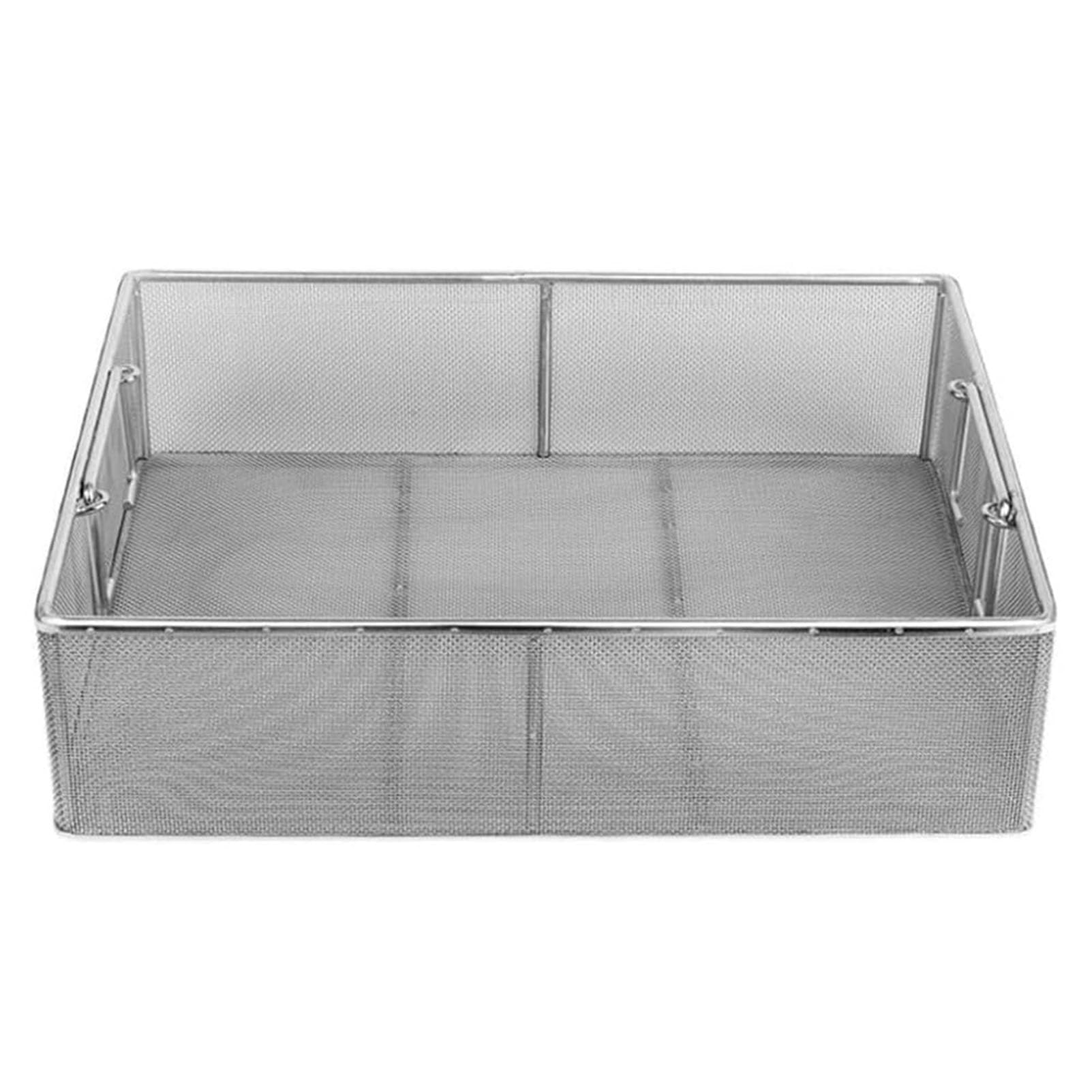 Medizinische Instrumente Edelstahl Sterilisation Korb Tray Case Box, 304 Edelstahl Mesh mit einziehbaren Griff, Ultraschallreiniger Korb, 50 * 40 * 20cm