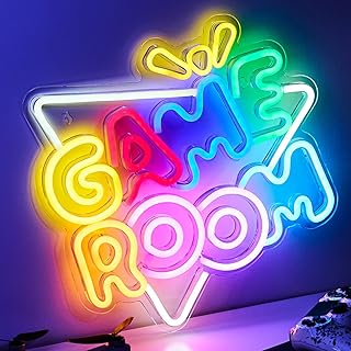 NELUX Neon LED Gaming Game Room, Gamer Decoration Chambre Murale Lampe, Accessoire Gaming Room Deco Setup Ado, Enseigne Lumineuse Cadeau. Connexion USB avec Variateur de Luminosité.