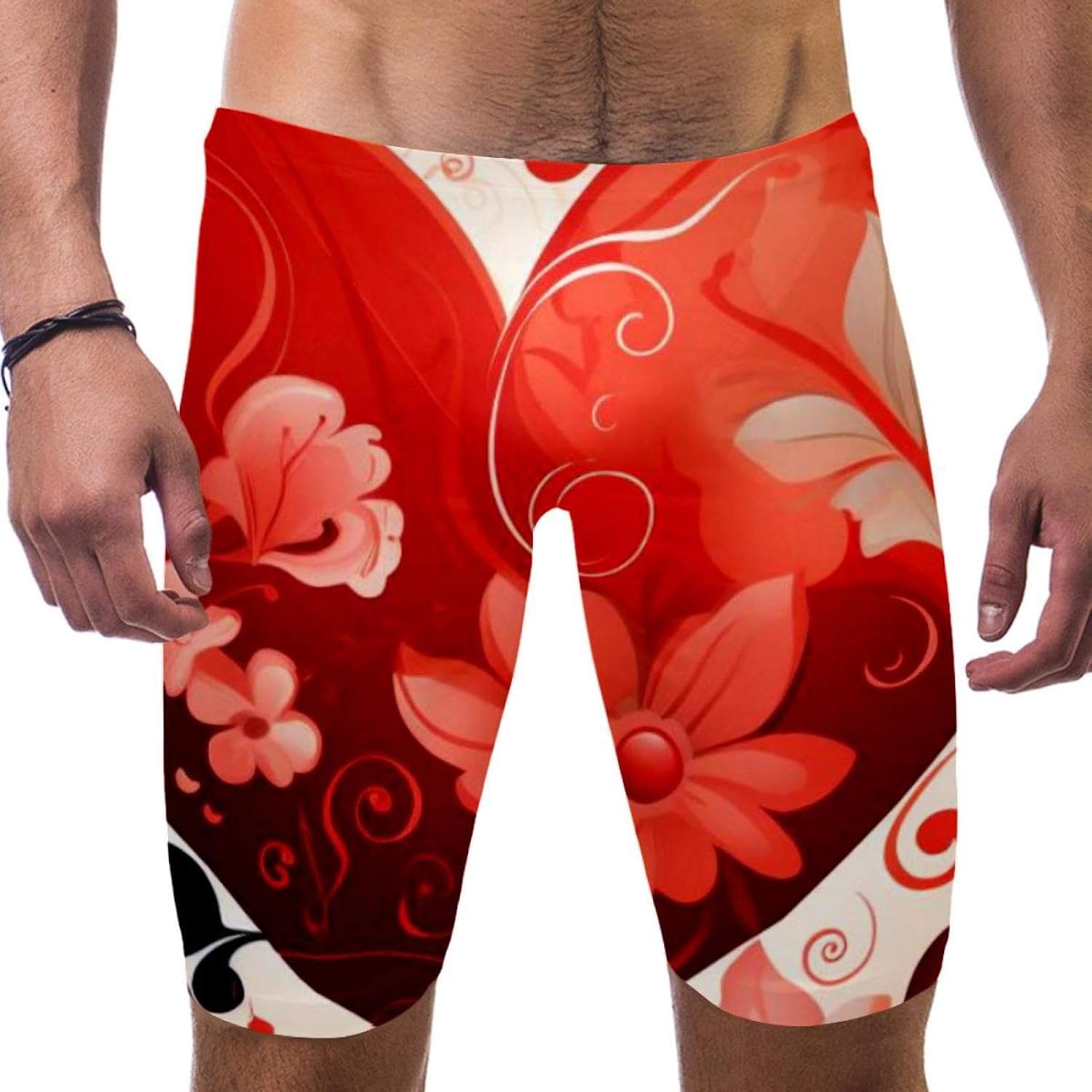 Valentine's Day Jammers for Men, Size S to 3XL Swim Jammer Swimsuit for Practice and Competition Swimming