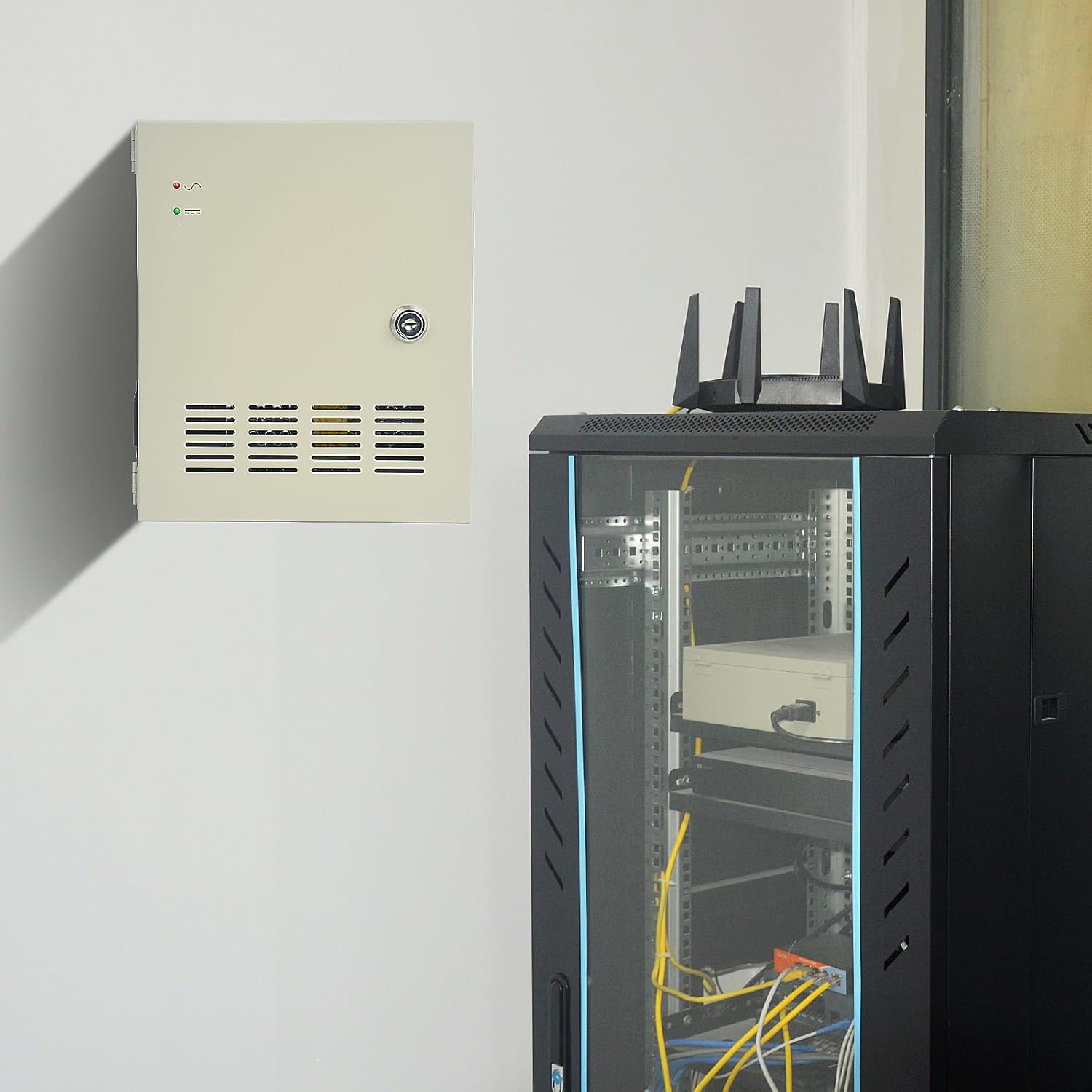 9 Channel CCTV Distributed Power Supply Box for Security Camera - 9 Ports 10A 12V DC Output - PTC Fuse- Regulated and Filtered - Surge Protected - Key Lock - Designed for Surveillance DVR System