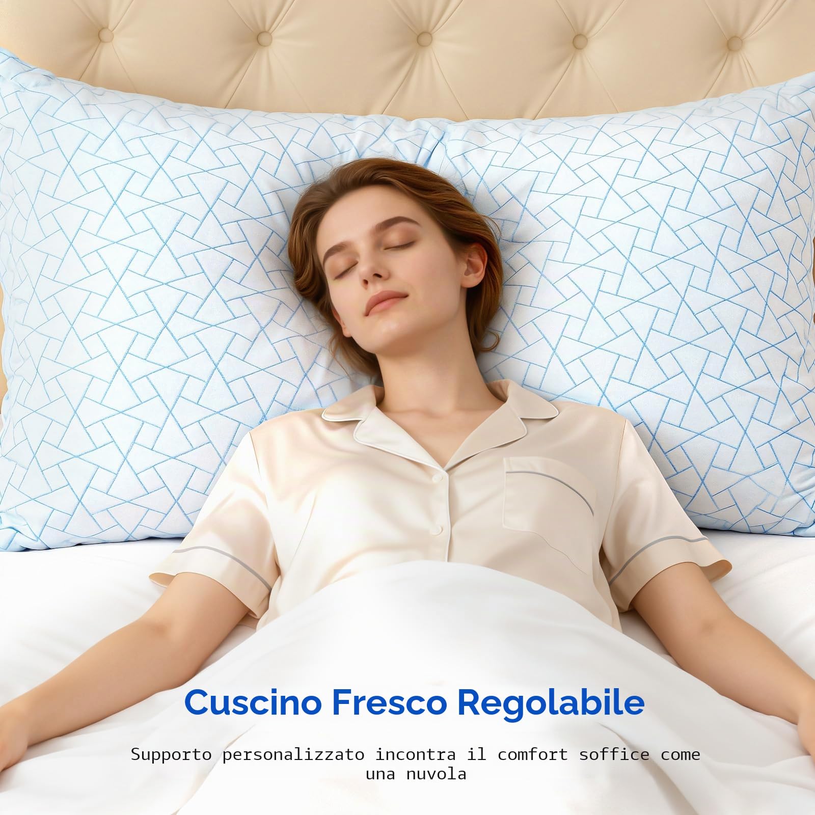 A-Pce Cuscini Altezza Regolabile Cuscino 76x51 cm (Set di 2), Imbottitura in Microfibra King Size Cuscino Memory Foam, Federa Rimovibileper, per Tutti i Dormienti