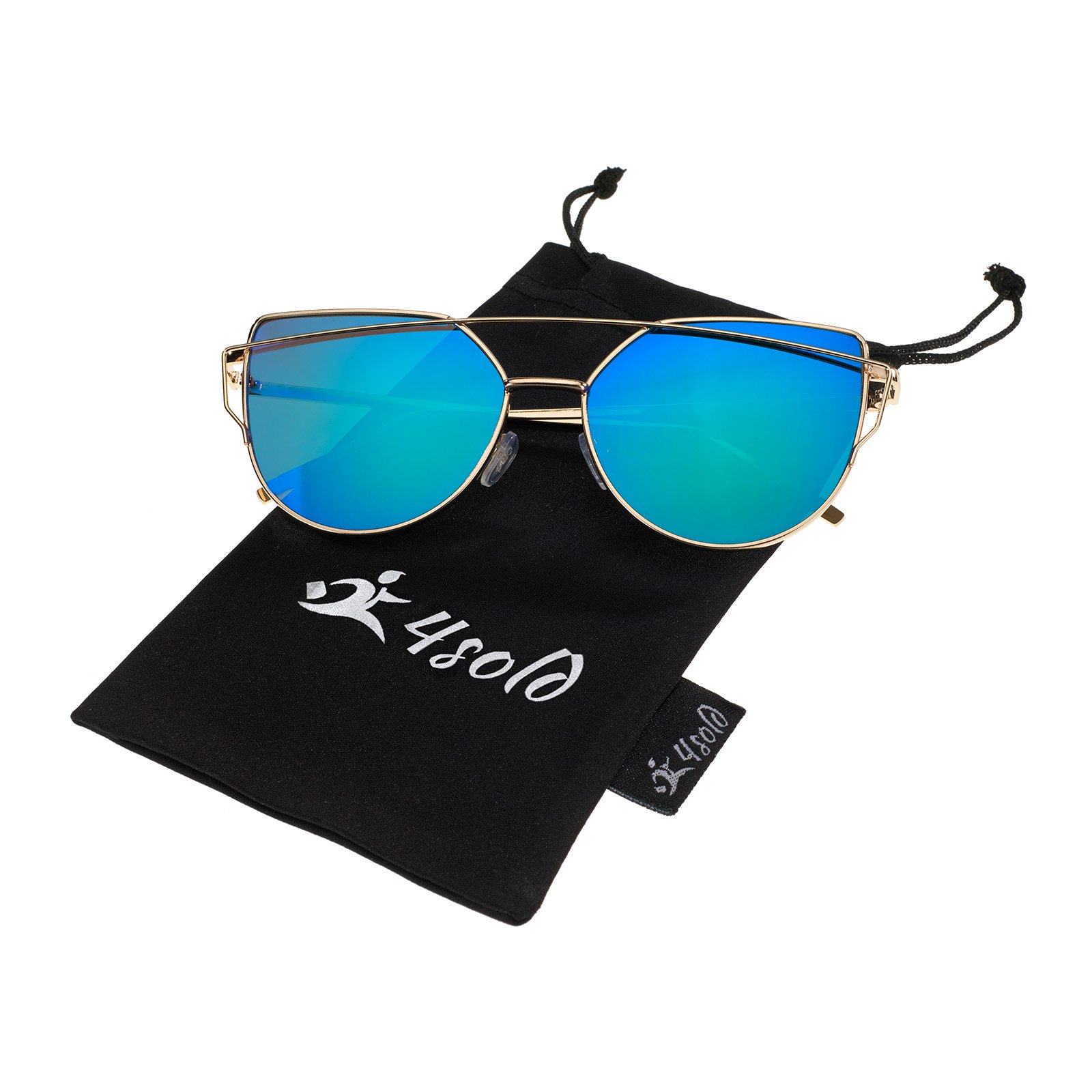 4Sold 1976 Women's Light Blue 4Sold Modern Fashion Mirror Cateye Sunglasses Goggles Uv400 (Light Blue)