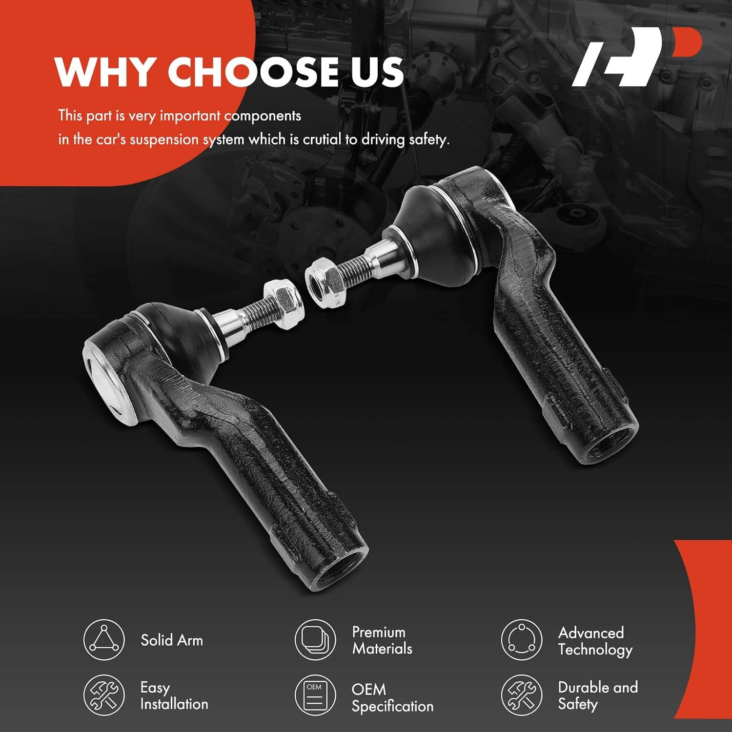 A-Premium 2 x Front Outer Tie Rod Ends, Compatible with Mazda 3 2004-2013, 3 Sport 2009-2013, 5 2006-2010 & 2012-2017