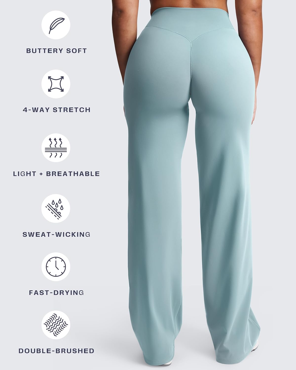 Aoxjox Women's Velura Straight Leg Yoga Pants, Buttery Soft PlushFlex™ Mid-Waist Wide-Leg for Workout & Casual Leggings