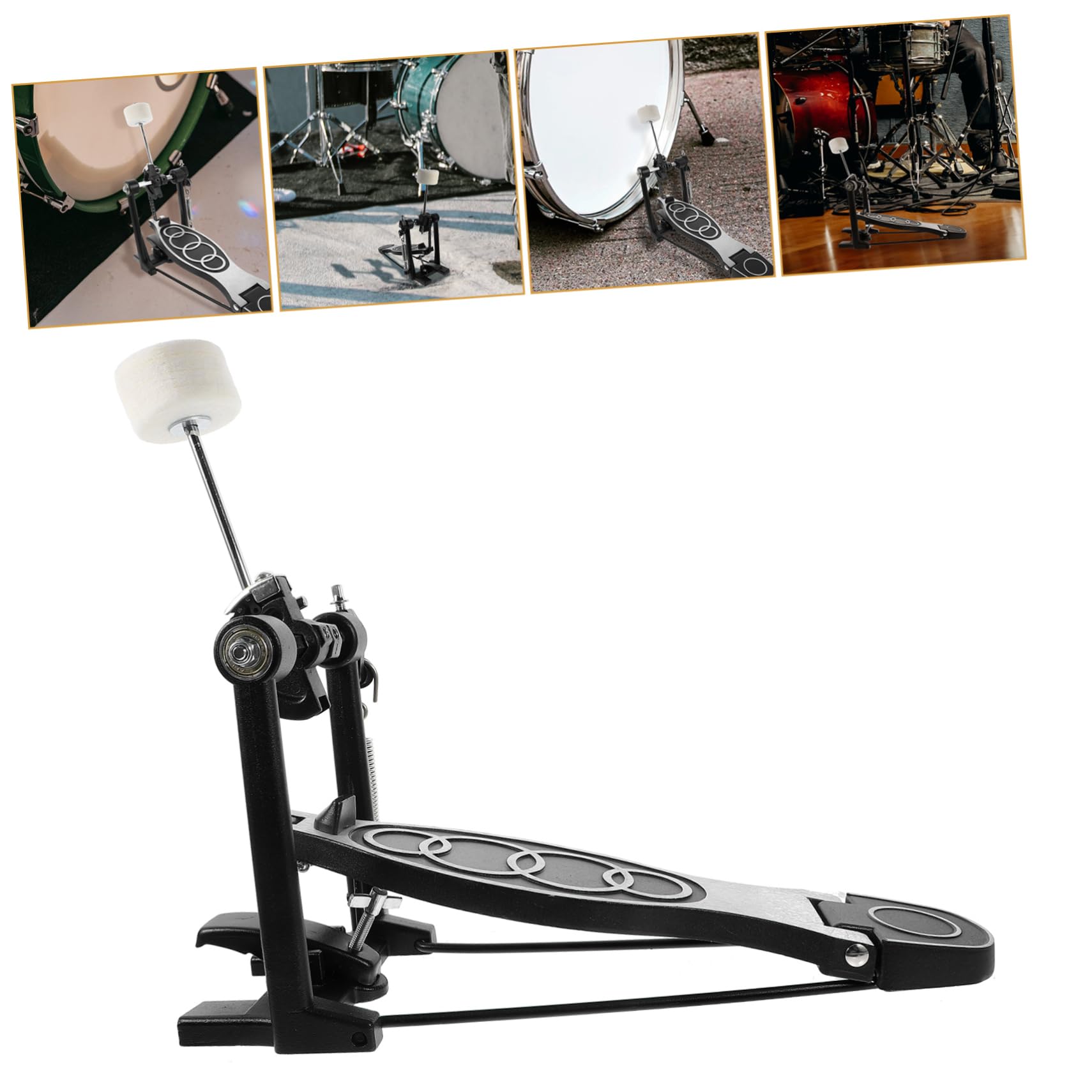 Pedale per Batteria Singolo Nero in Lega di Alluminio e Ghisa, Accessorio di Precisione Multifunzione per Grancassa e Kit di Batteria