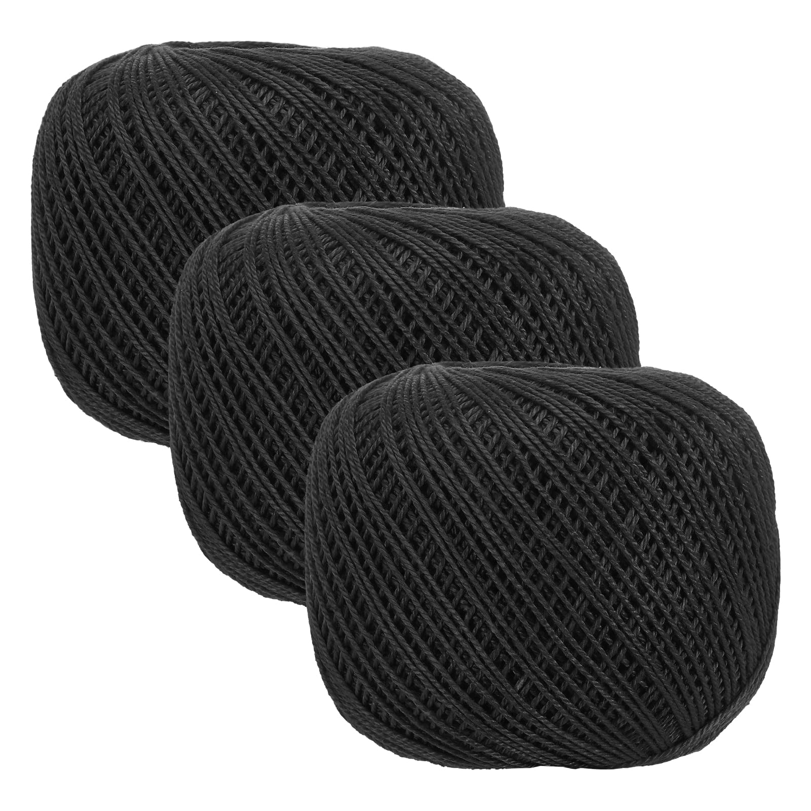Fil en coton perlé tricot broderie couture noir 140 mètres taille 3 lot de 3
