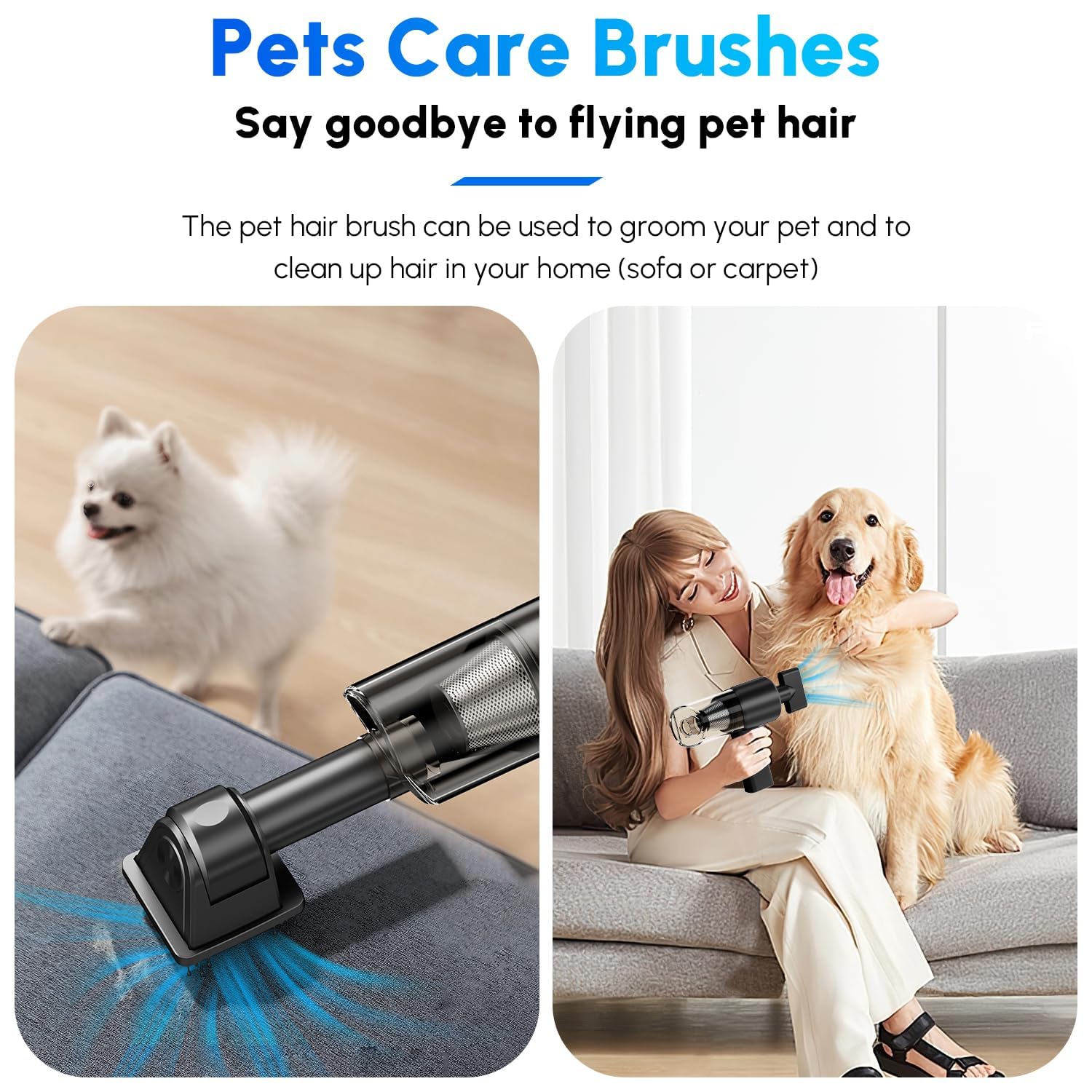 ZJZJ Pet Hair Handheld Vacuum, 35000Pa Brushless Motor Vacuum Cleaner and Air Duster, 3-Speed Adjustable Cordless Mini Car Vacuum Cleaner with LED Light and Multi-Nozzles for Car, Pet, Home