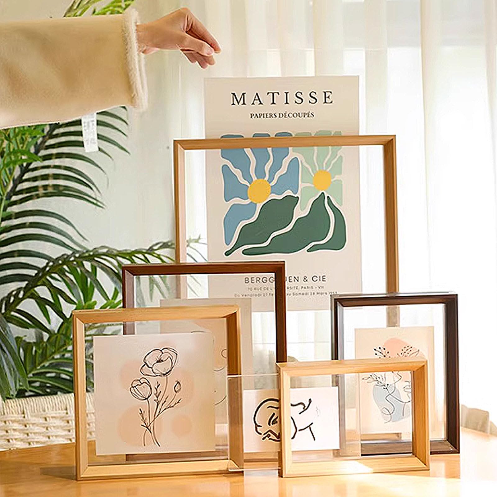 Doppelseitiger Bilderrahmen aus Acryl Glas,Schwebender Rahmen Doppelseitiger,Transparenter Fotorahmen Aus Holz,Pflanze Probe-Rahmen,Glatte Kanten,FüR Fotos,PräParate,Scherenschnitte