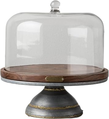 Magnolia Hearth Hand Cake Stand Glass Covered Wooden Farmhouse Kitchen Table Decor
