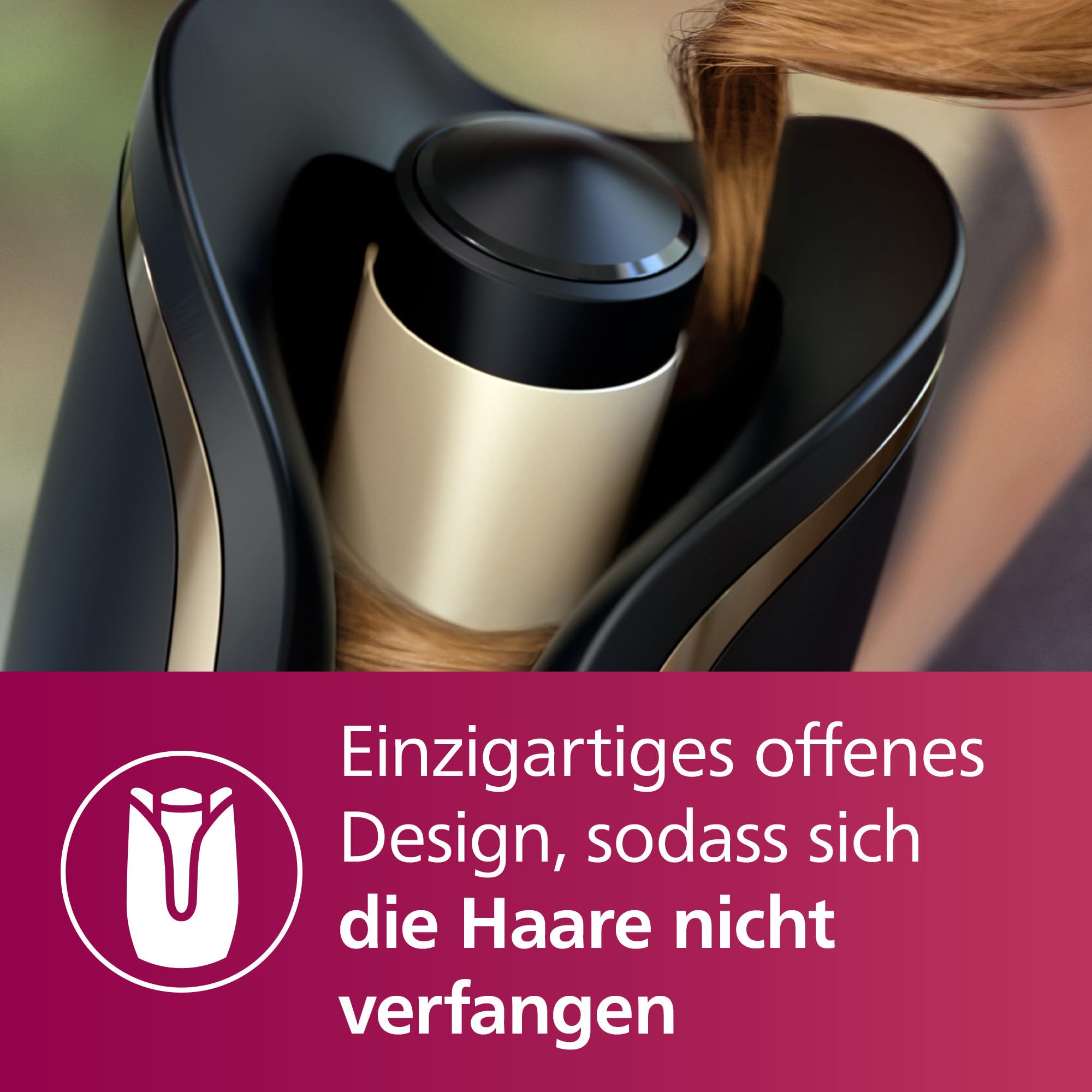 Philips automatischer Lockenstab 8000 Series, Lockenwickler/Curler, 27 verschiedene Stylingoptionen, Schwarz, Modell BHB876/00