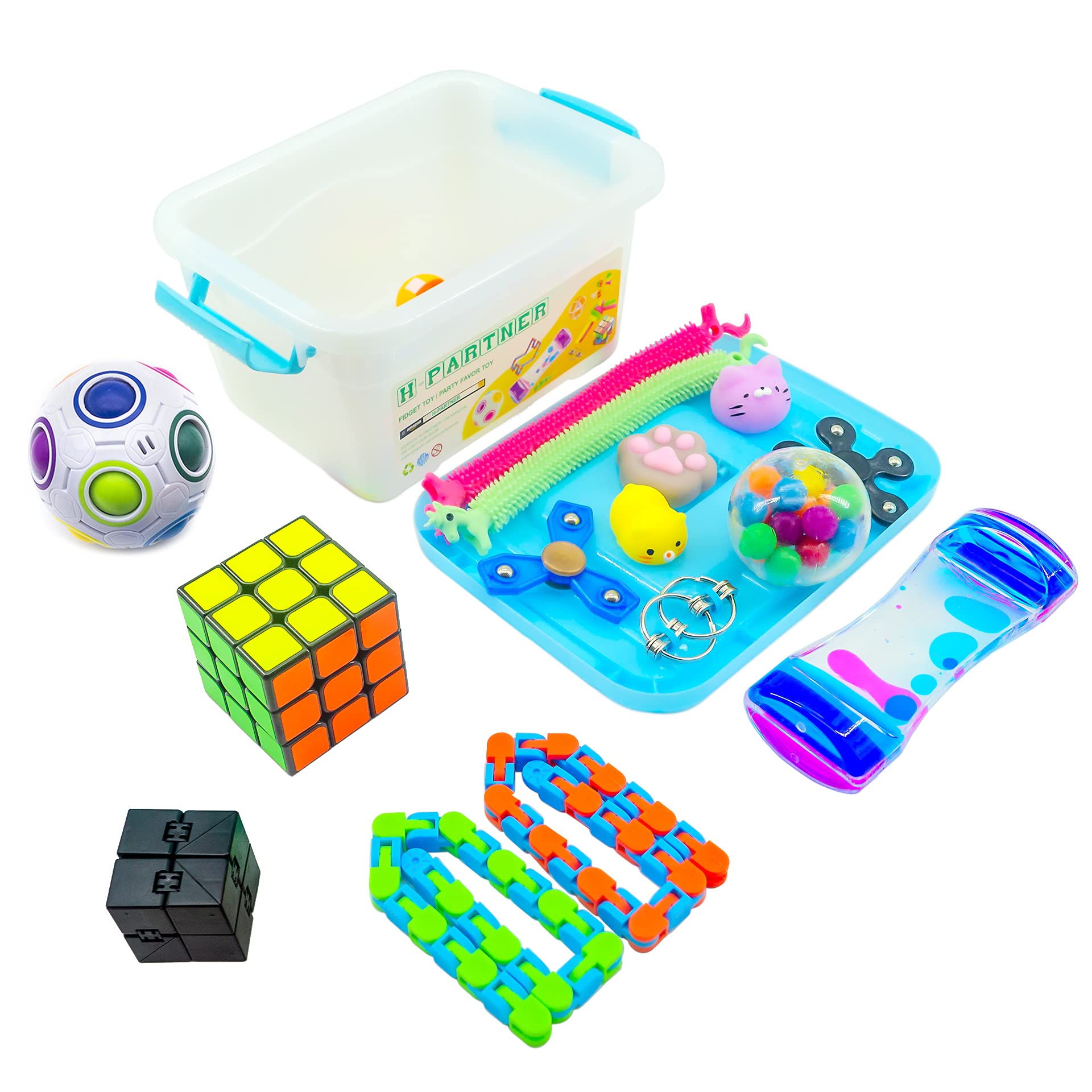HPARTNER Sensory Fidget Toys Bundle Fidget Chain, Infinity Cube