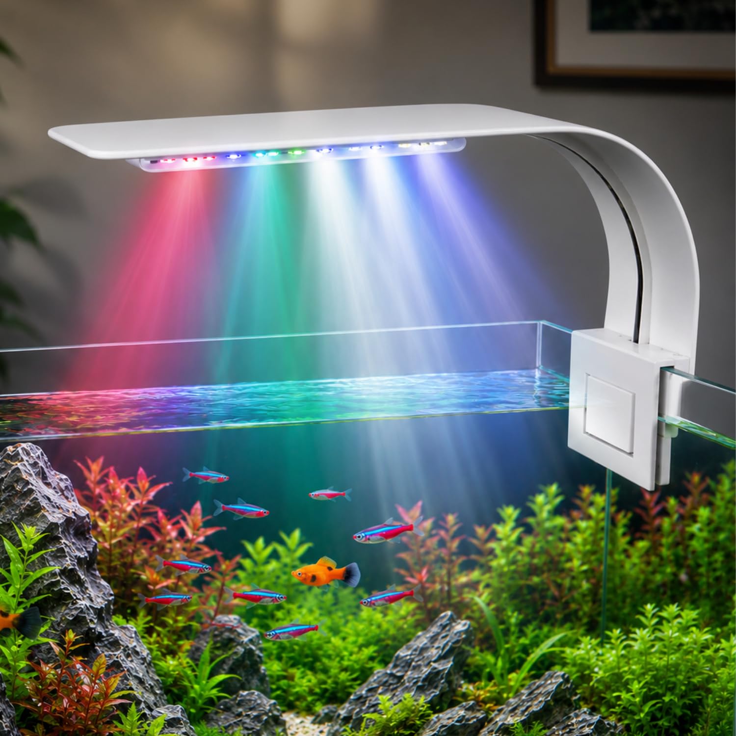 VAYINATO® (M-280 | WRGB White Super Slim LED Aquarium Light Fit for 1~3 Feet Tank Plants Grow Lighting Creative Clip-On Lamp, White By Petzlifeworld-image-46