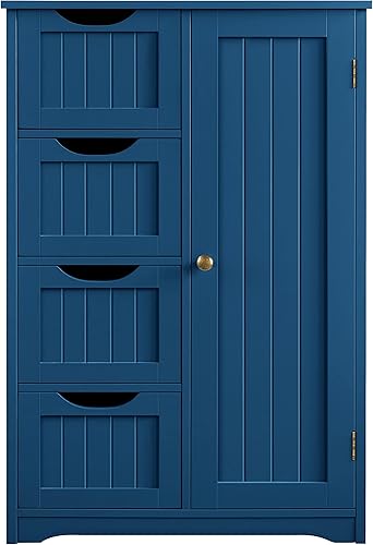 Miniatura 10 de Yaheetech Armario de baño grande con 4 dawers y gabinete de una sola puerta, armario de almacenamiento independiente para sala de estar, cocina,