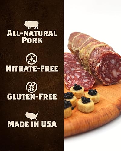 Miniatura 2 de Fortuna's Salami totalmente natural con trufa negra, tartufo, barra de 8 onzas, fabricado en Estados Unidos a partir de cerdo 100% natural, curado