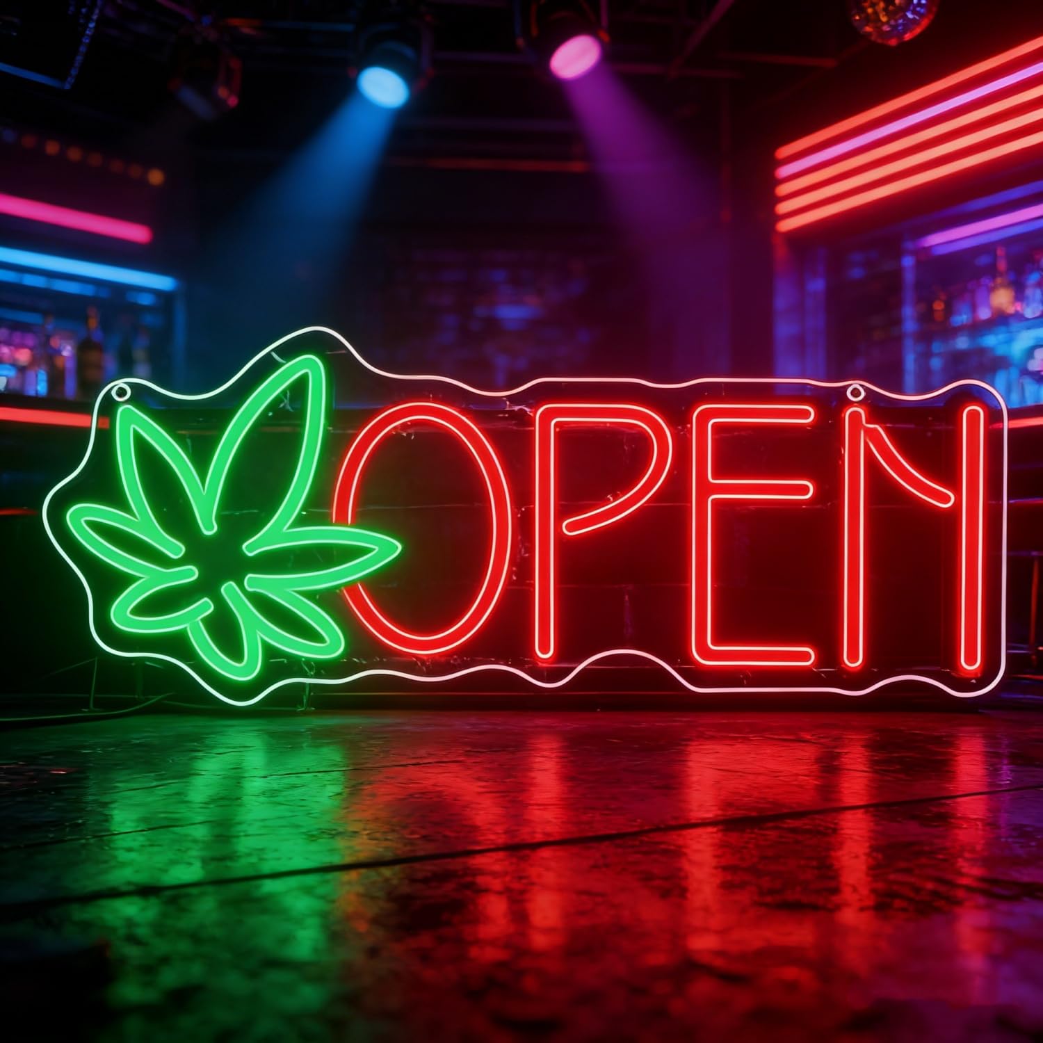 Green Leaf Neon Sign, Dimmable LED Light for Wall Decor, USB Powered Neon Lamp for Bar Man Cave Dispensary Store Hotel Party Decorations Unique Birthday Gift for Lover