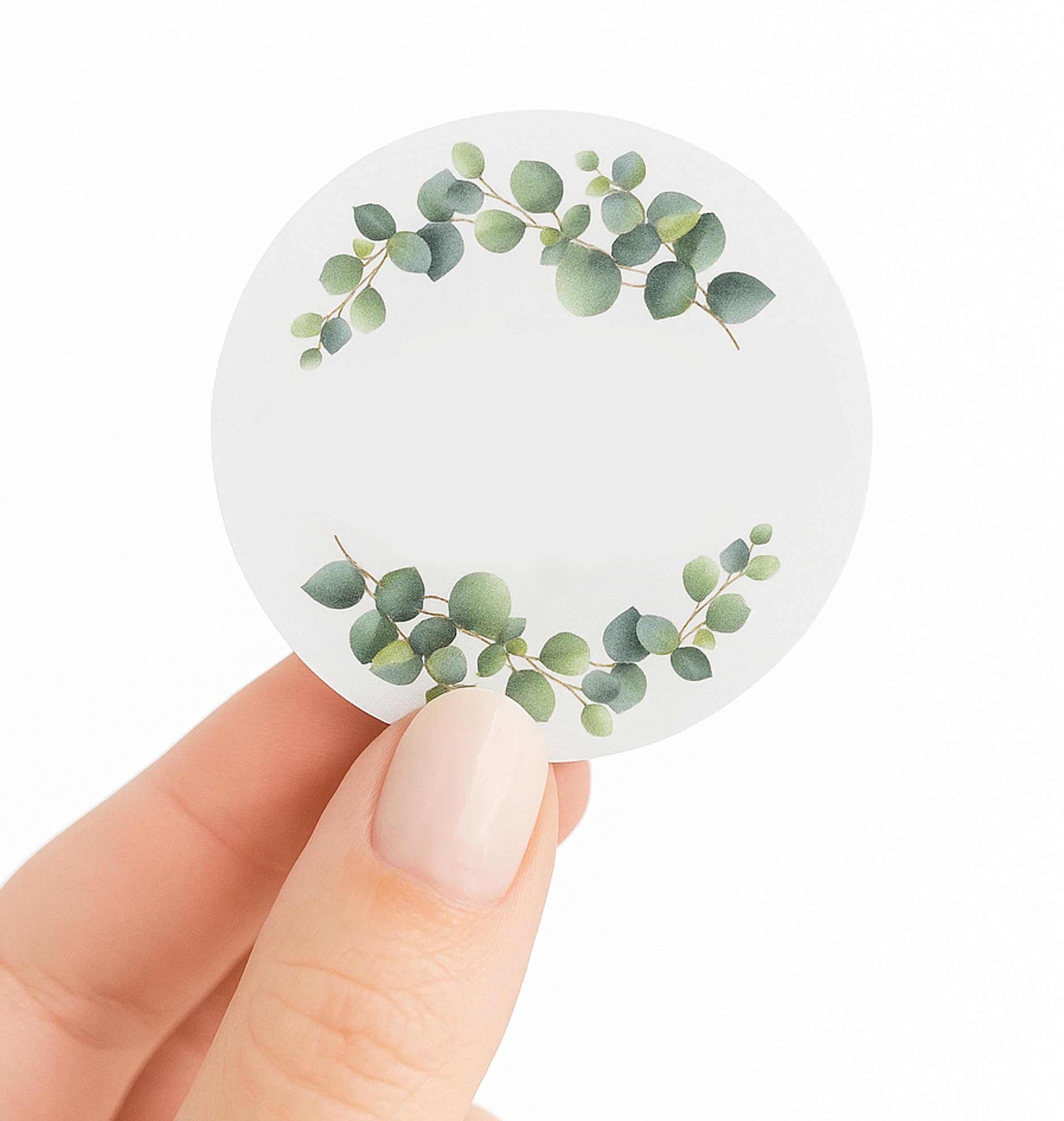 50-Pack Write-On Name Labels with Eucalyptus Border – Branding Stickers for Small Business Packaging, Weddings, Birthdays, Christmas, Christenings & Funerals