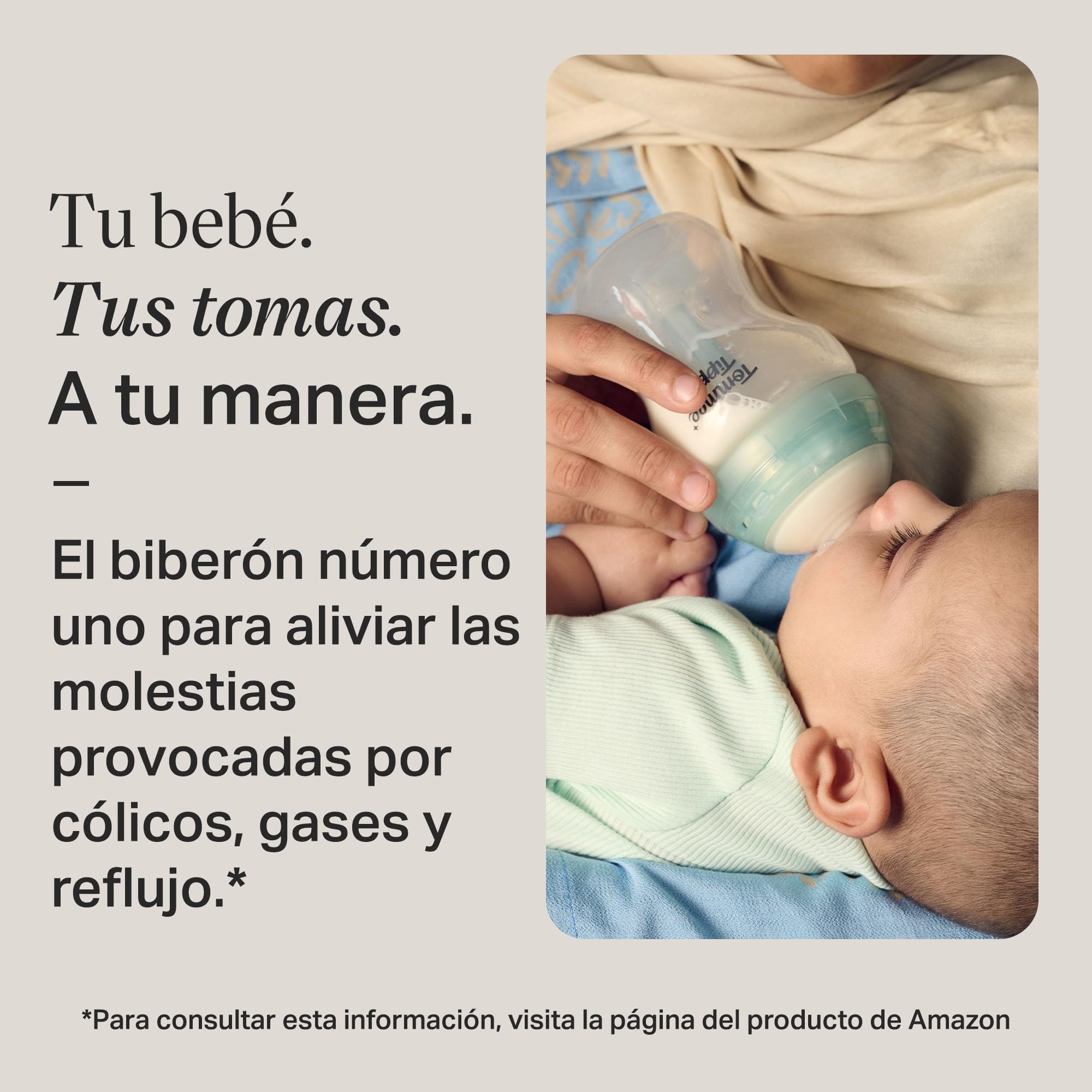 Tommee Tippee Biberón, biberón anticólicos avanzado, 260 ml, pack de 2 con tetina anatómica para agarre natural, varilla de ventilación anticólicos