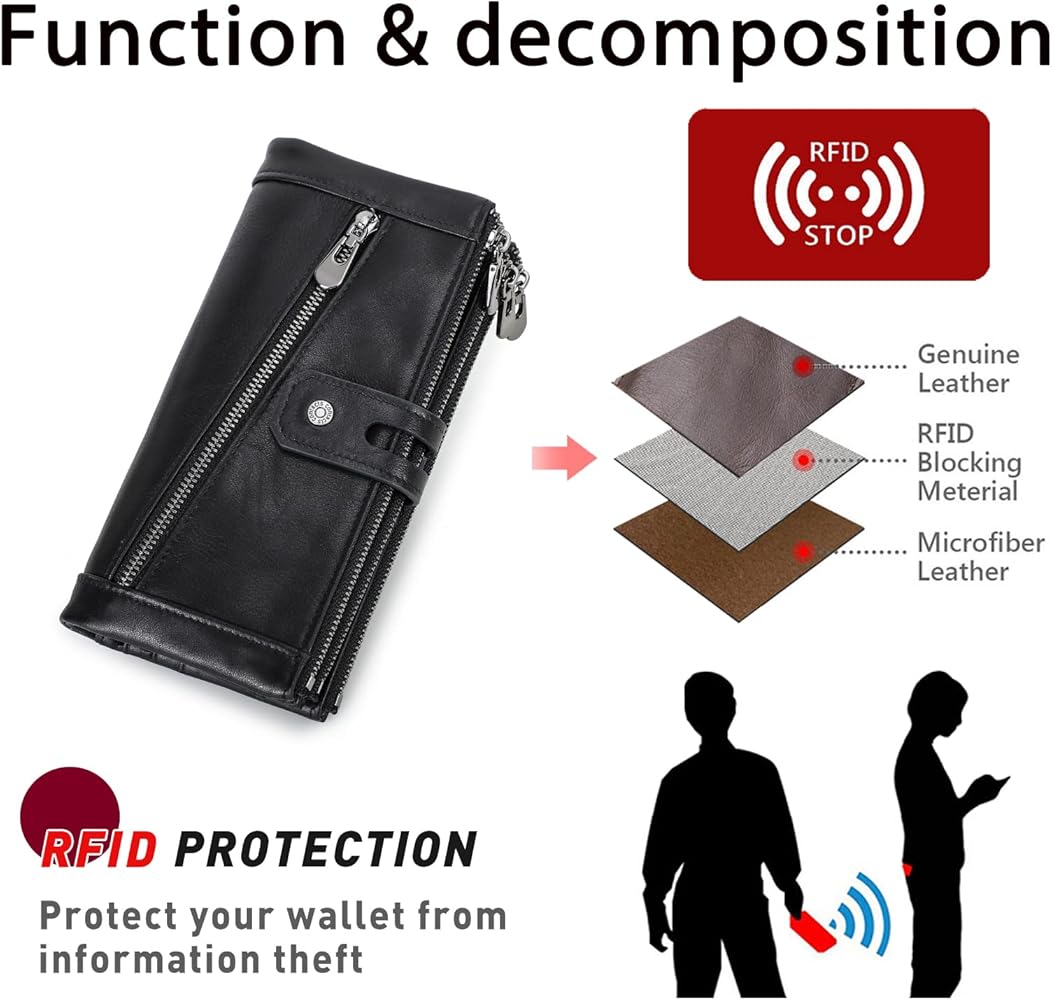 Portafoglio Uomo In Pelle CONTA CTS Con Blocco RFID – Sottile Con Portamonete E Supporto Airtag – Organizer Da Tasca 12 Carte – Nero - copertina