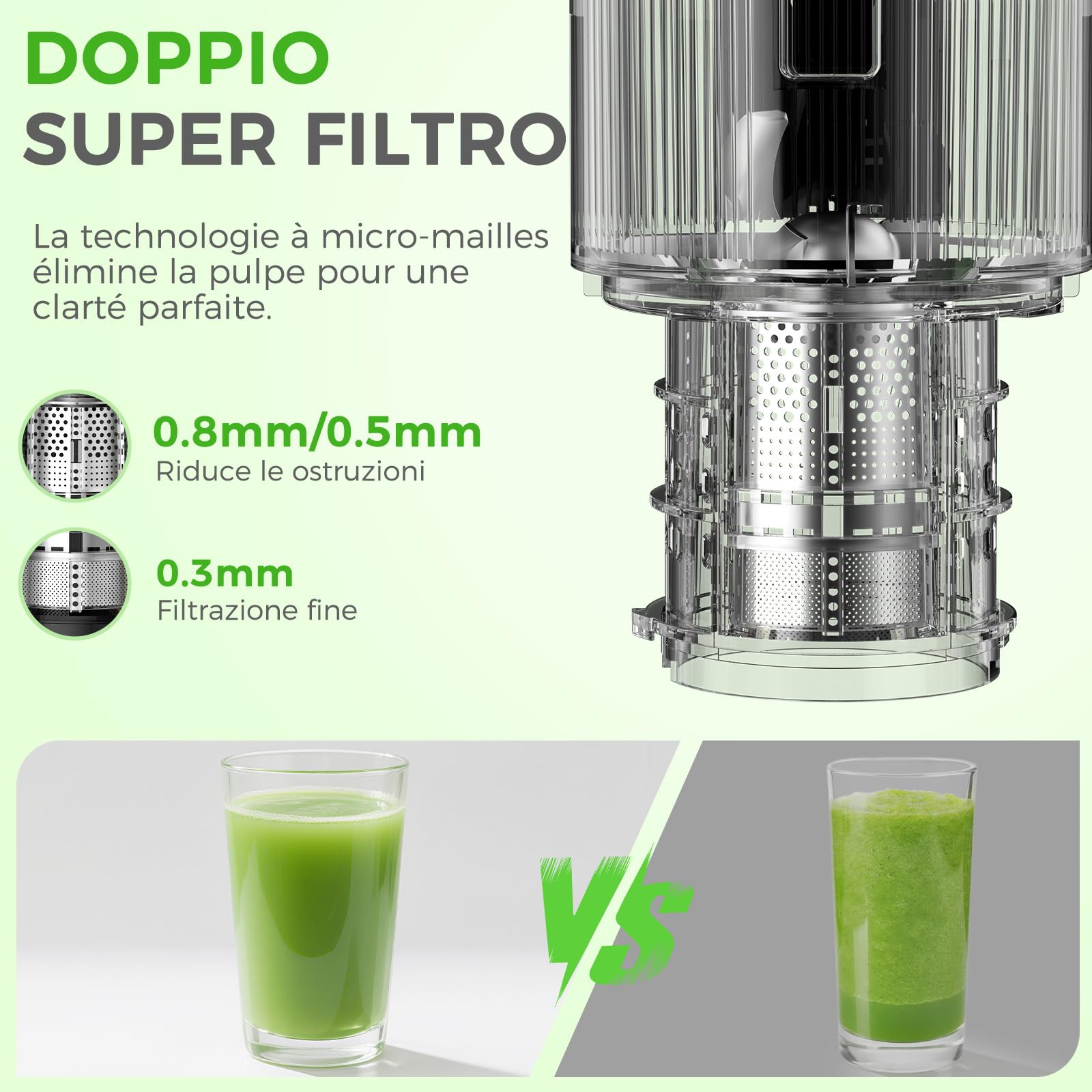 Estrattore di succo a freddo, YASHE juicer machine con ampio tubo di alimentazione da 12,7 cm per frutta e verdura intere, spremiagrumi con autoalimentazione, alta resa di succo, facile da pulire, ner
