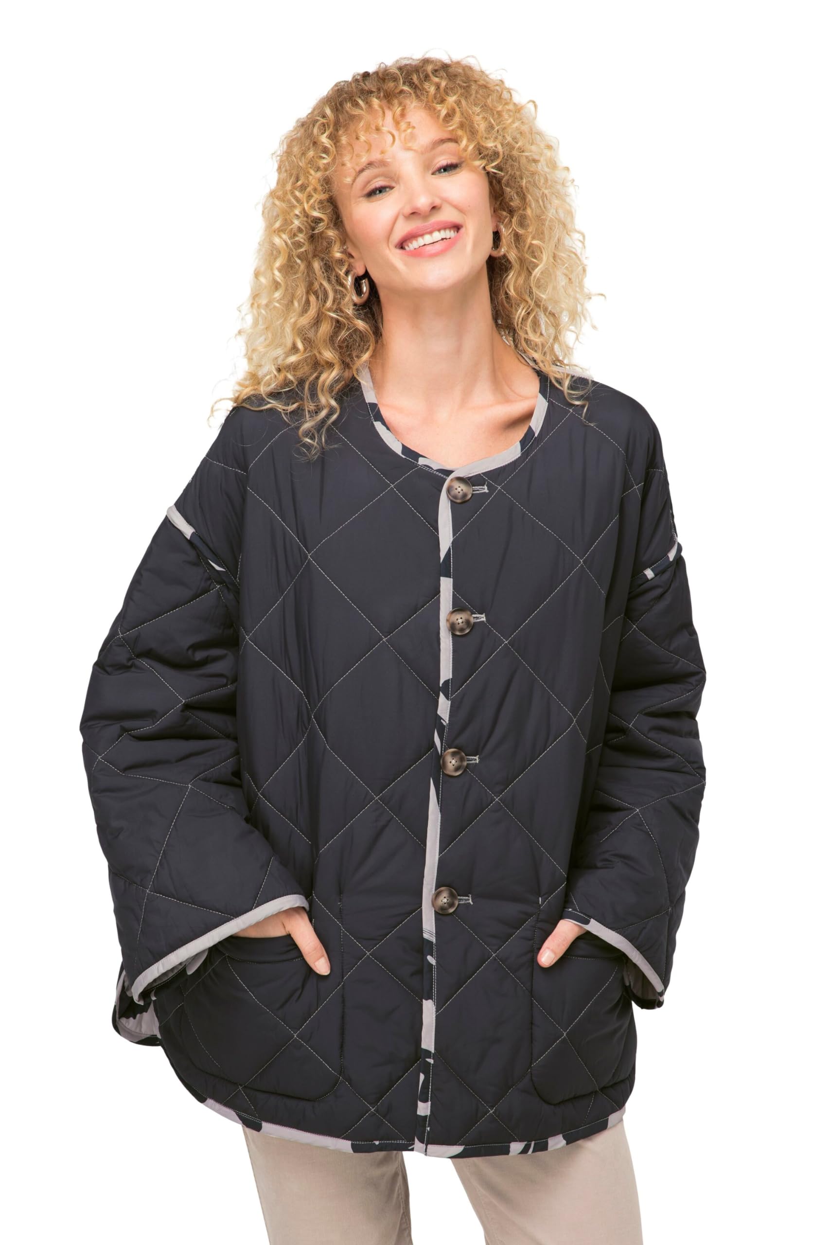 Laurasøn Wende-Steppjacke, Rundhals, je 2 Taschen, Langarm 820751