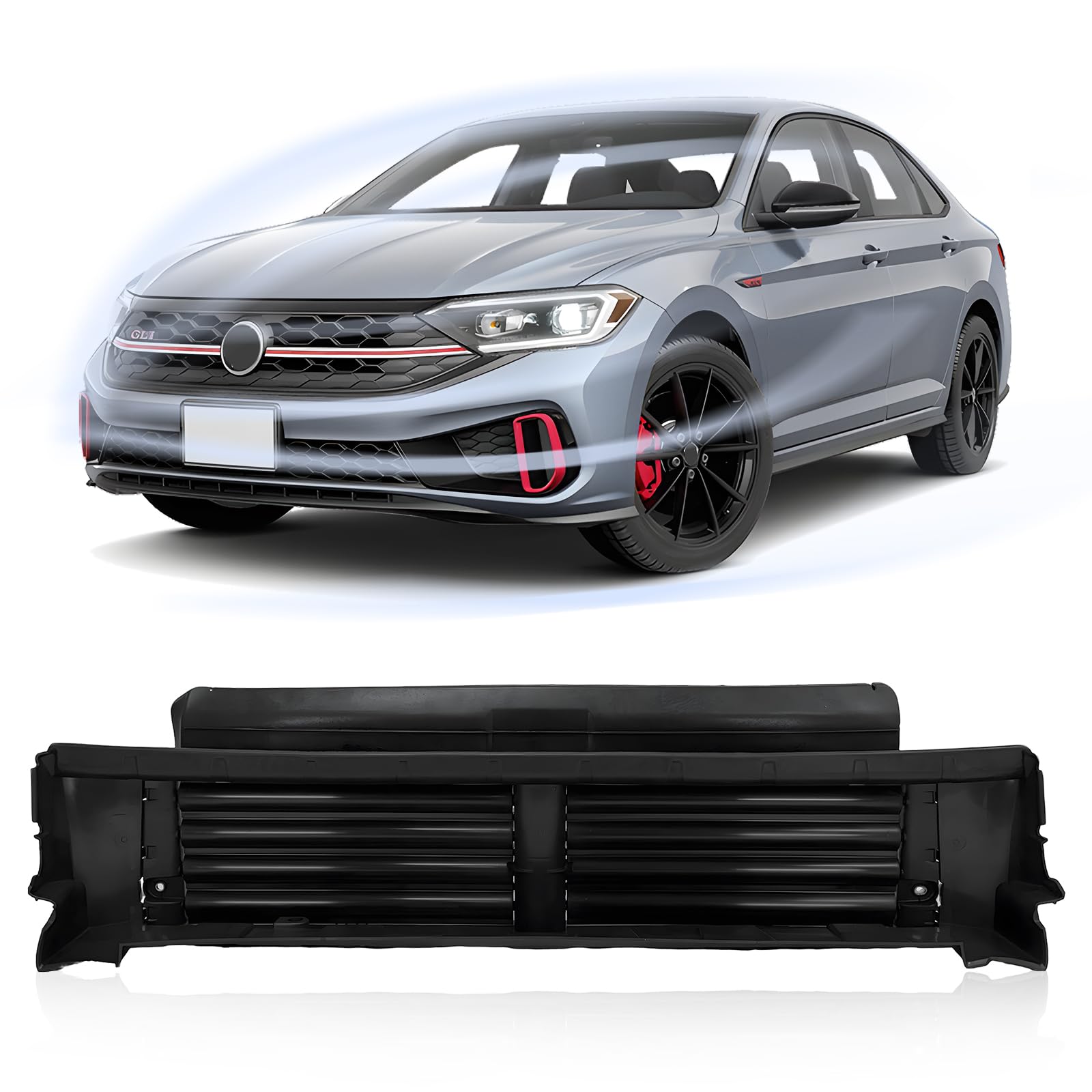 CarPartsDepot Front Active Grille Shutter w/Motor Compatible With 2019-2024 Volkswagen Jetta VW1206101 17A122321B