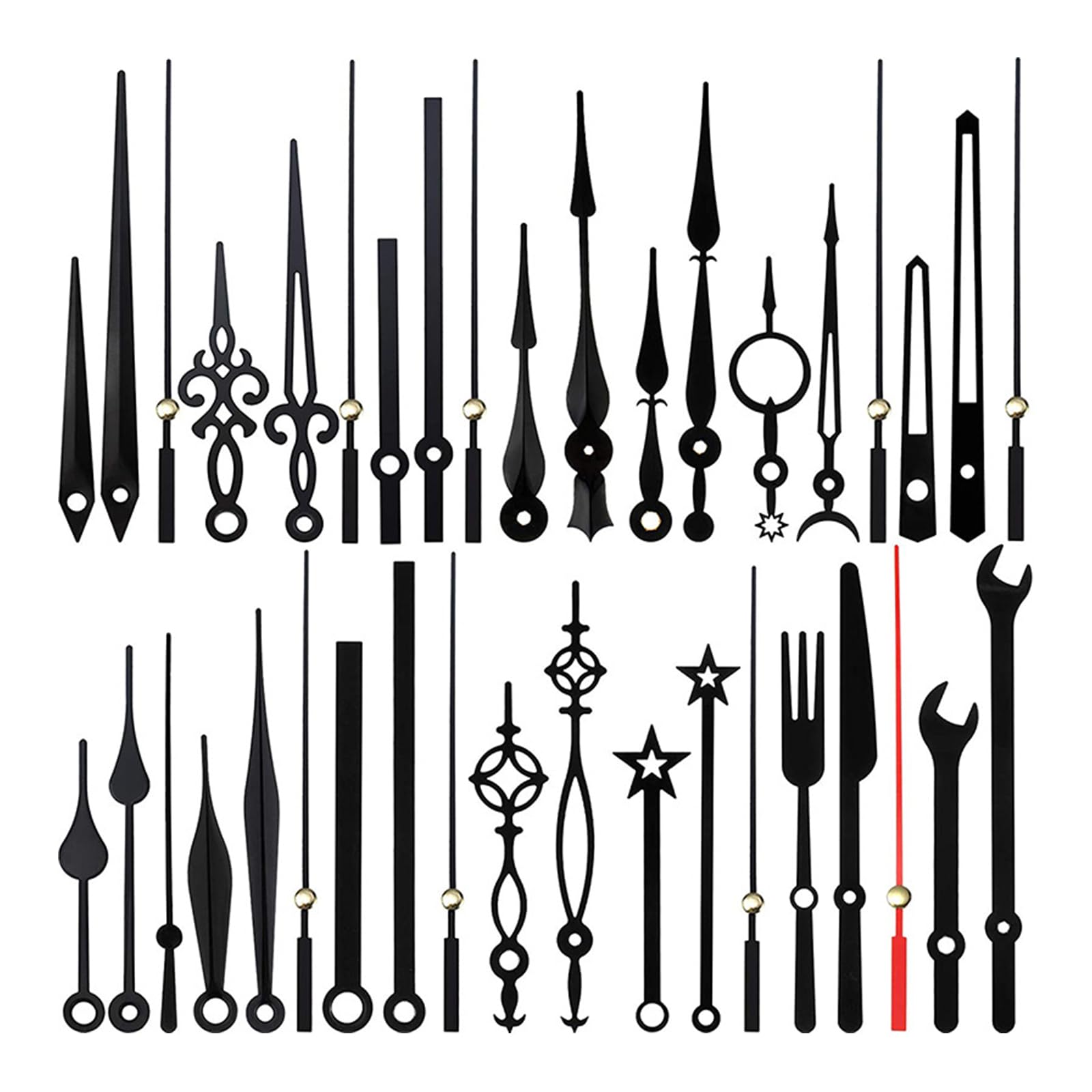 14pcs Clock Hands Mutes Clock Pointer Second Replaceable Wall Parts Wall Mechanism Watch Pointer Hands for Kid Classroom Finger Large Size Black Metal Pointers Mechanism for Watches Metal