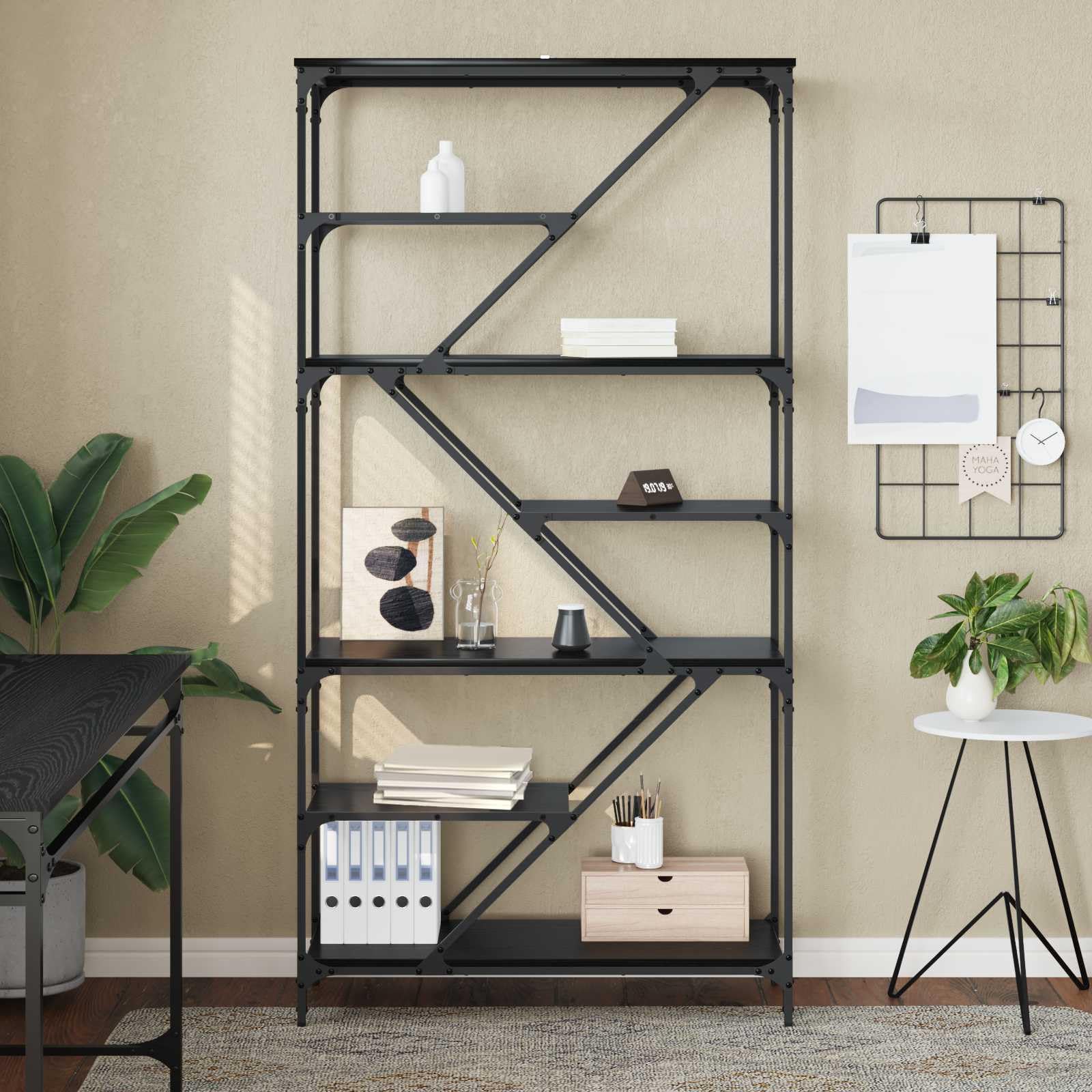 Libreria a 9 ripiani, 91 x 36 x 176 cm, in legno, organizer da parete, divisorio per soggiorno, ufficio, cameretta dei bambini