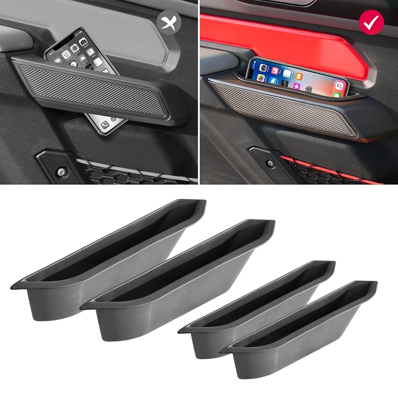 Kit de bandejas organizadoras para maçaneta de porta Mabett compatível com Ford Bronco 4 portas 2021 a 2026, TPE, 4 unidades