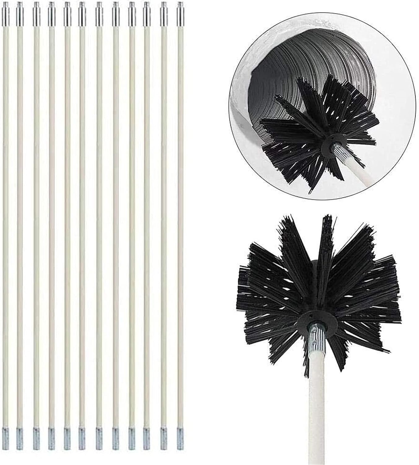 Amazon.co.jp クリーニングブラシキット、ナイロンブラシチムニーブラシダクトベントクリーニングセット曲げ可能な接続可能な