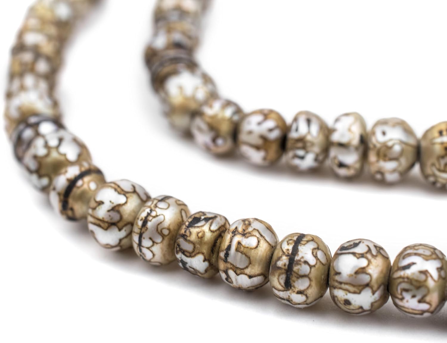 The Bead Chest Carved Mother-of-Pearl Prayer Beads (7mm)