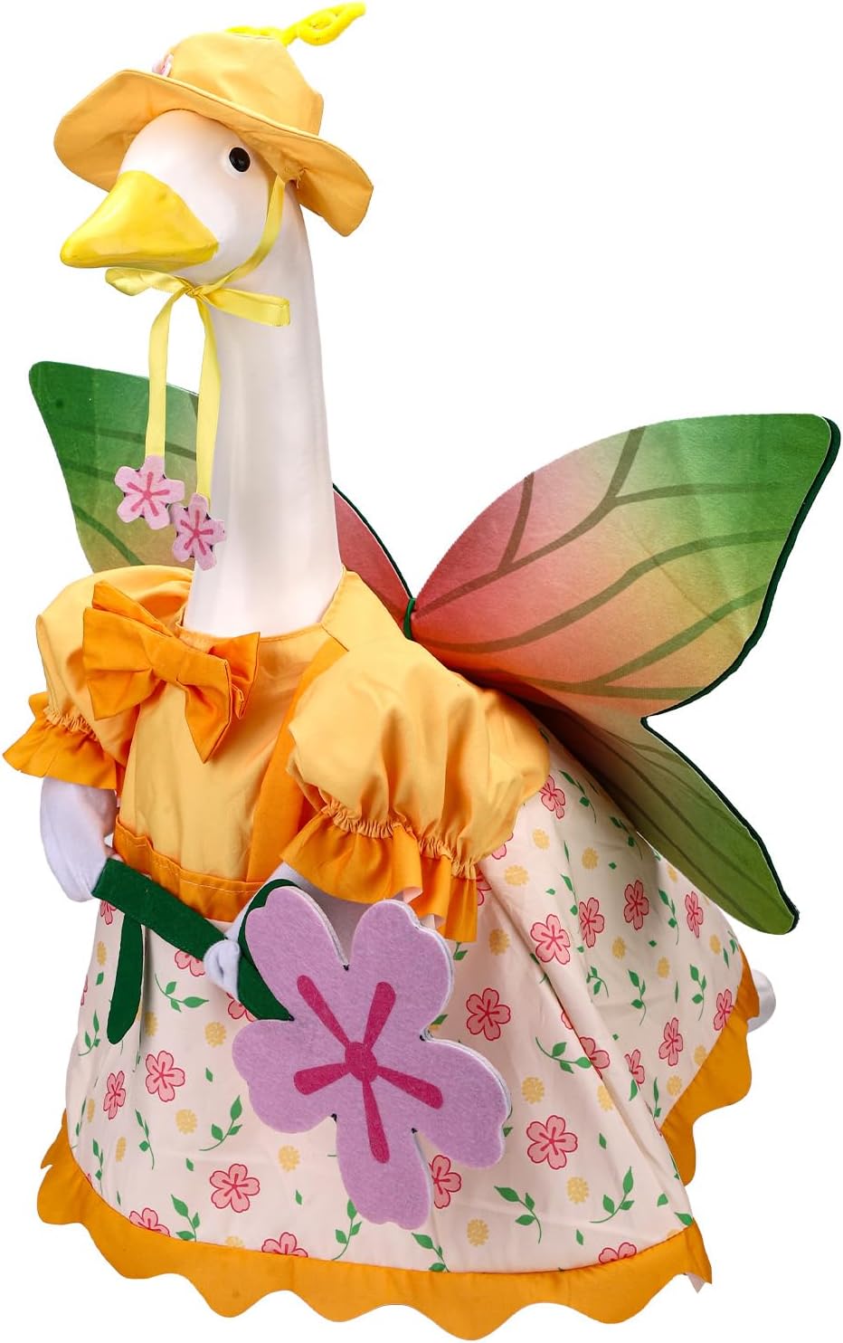 Spring Butterfly Porch Goose Outfit, Porch Goose Clothes with Tie Wing & Hat for 23in/58.4cm Geese Outdoor Garden Patio Yard Decor