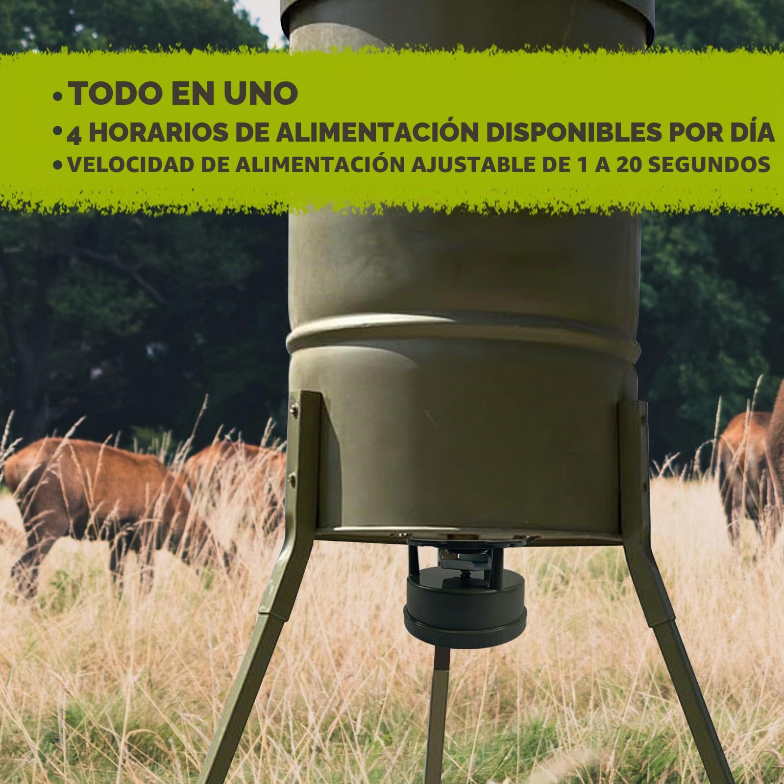 Highwild Kit de alimentador de Ciervos – Temporizador Digital – Placa giratoria de Metal – fácil configuración – Todo en uno