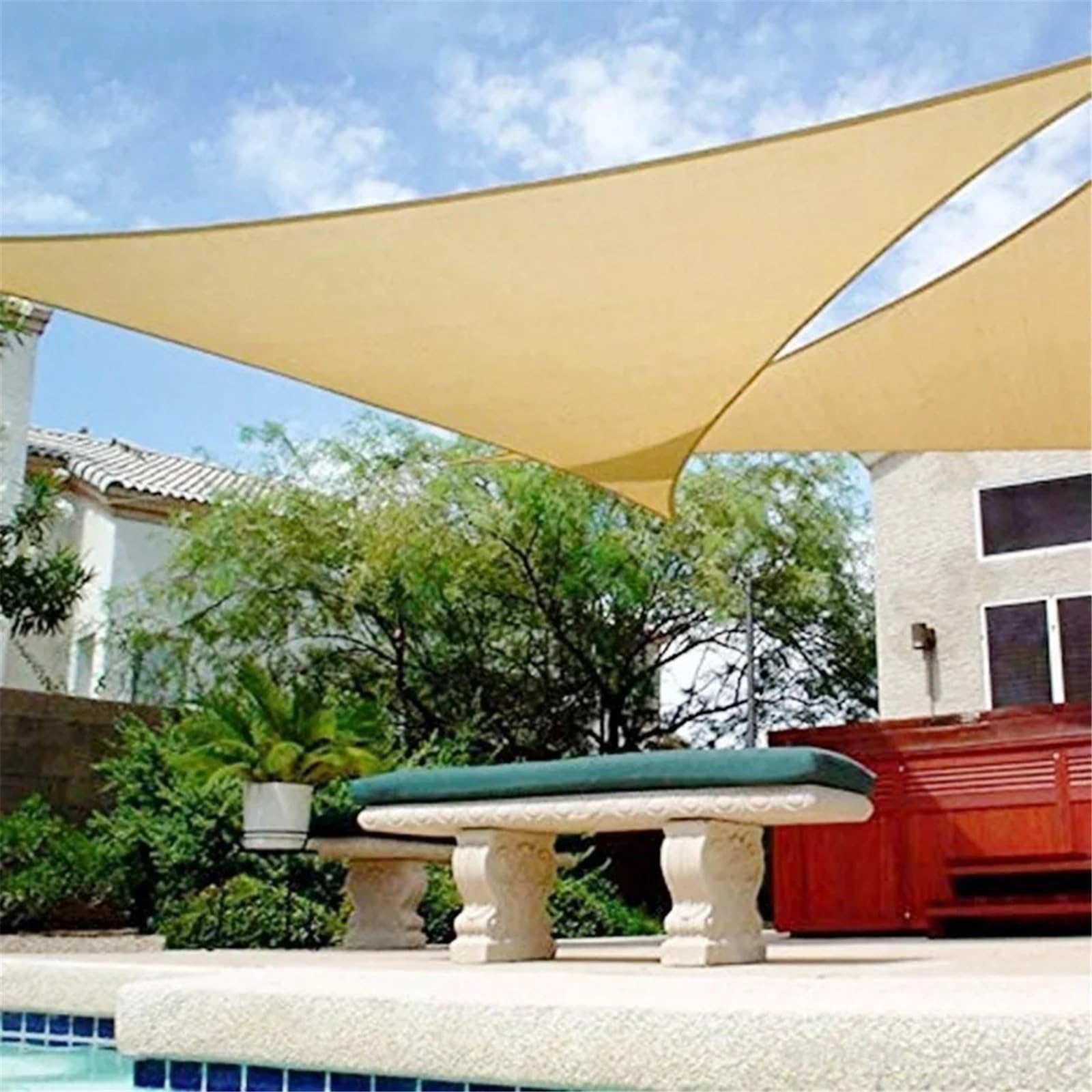 Telo Ombreggiante Esterno Telo Parasole a Vela trilaterale/Triangolare for Giardino, Cortile, Auto, Parasole in Tessuto(Beige,500x500x500CM)