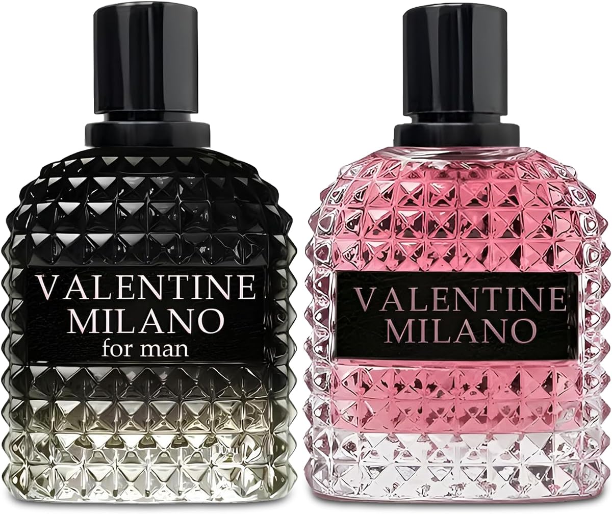 AFLUXE Valentine Milano Couple Perfume Set, Eau de Parfum | Perfume for Women/Men Eau De Parfum amber, floral, jasmine, bourbon vanilla and woody scent profiles. Two 3.4 Fl Oz (100ml)
