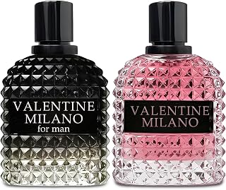 Valentine Milano Couple Set Perfume for Women/Men Eau De Parfum - Amber Floral Jasmine, Bourbon Vanilla & Woods Oriental-Floral Women/Men Cologne with a Modern Twist Elegant 100ml Bottle for Best Gift