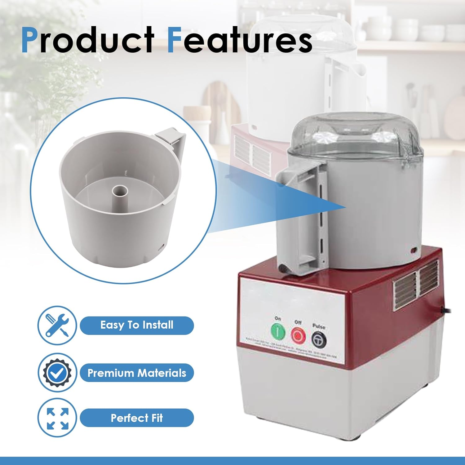 112204S Cutter Bowl, Compatible with Robot Coupe R2, R2B, R2N, R2 Dice Food Processor, 3 Quart Gray Bowl