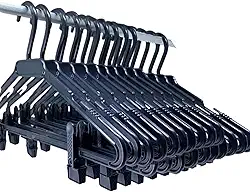 Kit 10 Cabide com Presilha Plástico Reforçado Adulto - Organizador para Calças, Saias, Shorts, Bermudas