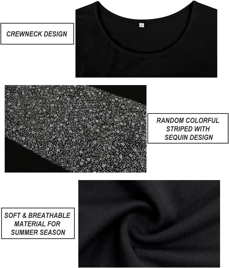 CARCOS Plus Size Tops for Women Short Sleeve Summer Pullover Color Block Crewneck/V Neck Tee Tunic Loose Fit Tshirts XL-5XL - Image 4