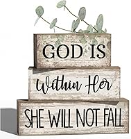 Vista 22 de 4 letreros de madera para decoración de mesa de granja, hojas de eucalipto rústicas, letrero de bloque de campo, Always Stay Humble and Kind, centro