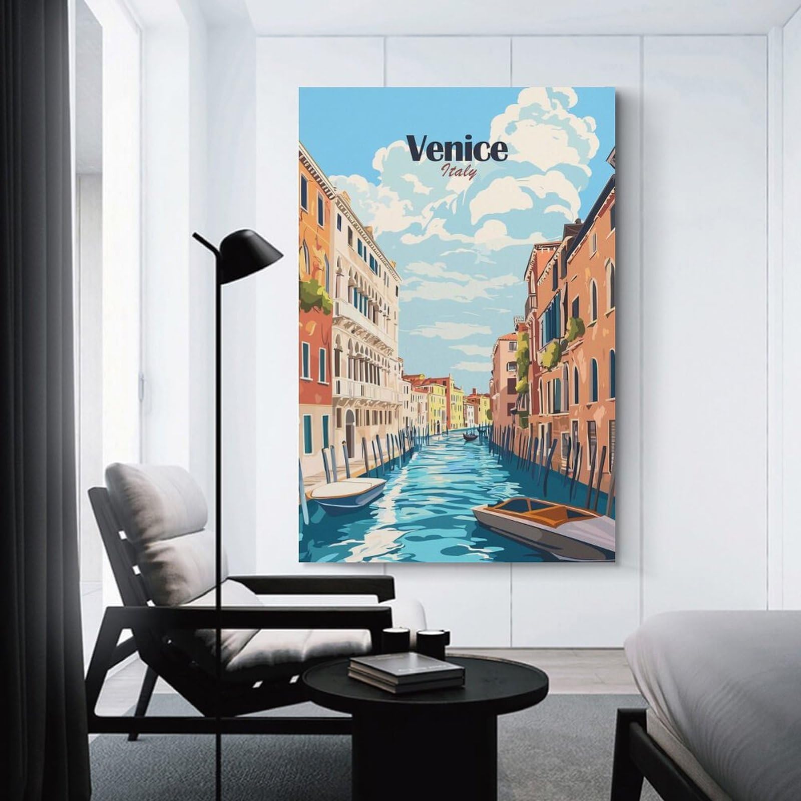 Junmoney Canvas Wall Art Venice Canal Scene(2), 24x36inch(60x90cm), for Living Room, Lounge Or Sitting Room, Canvas Styling for A Polished Room Look