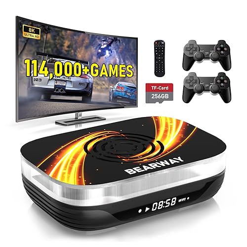 Bearway Retro Game Consoles Super Console X3 Plus 114,000+ Games Video Game Console Plug Play Video Games for TV EmuELEC 4.5Android 9.0CoreE 3