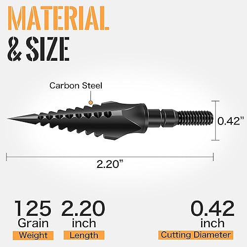 Miniatura 2 de SUNYA Broadheads 100120125150 - Puntas de flecha de tiro con arco para compuesto, arco recurvo y ballesta, paquete de 12