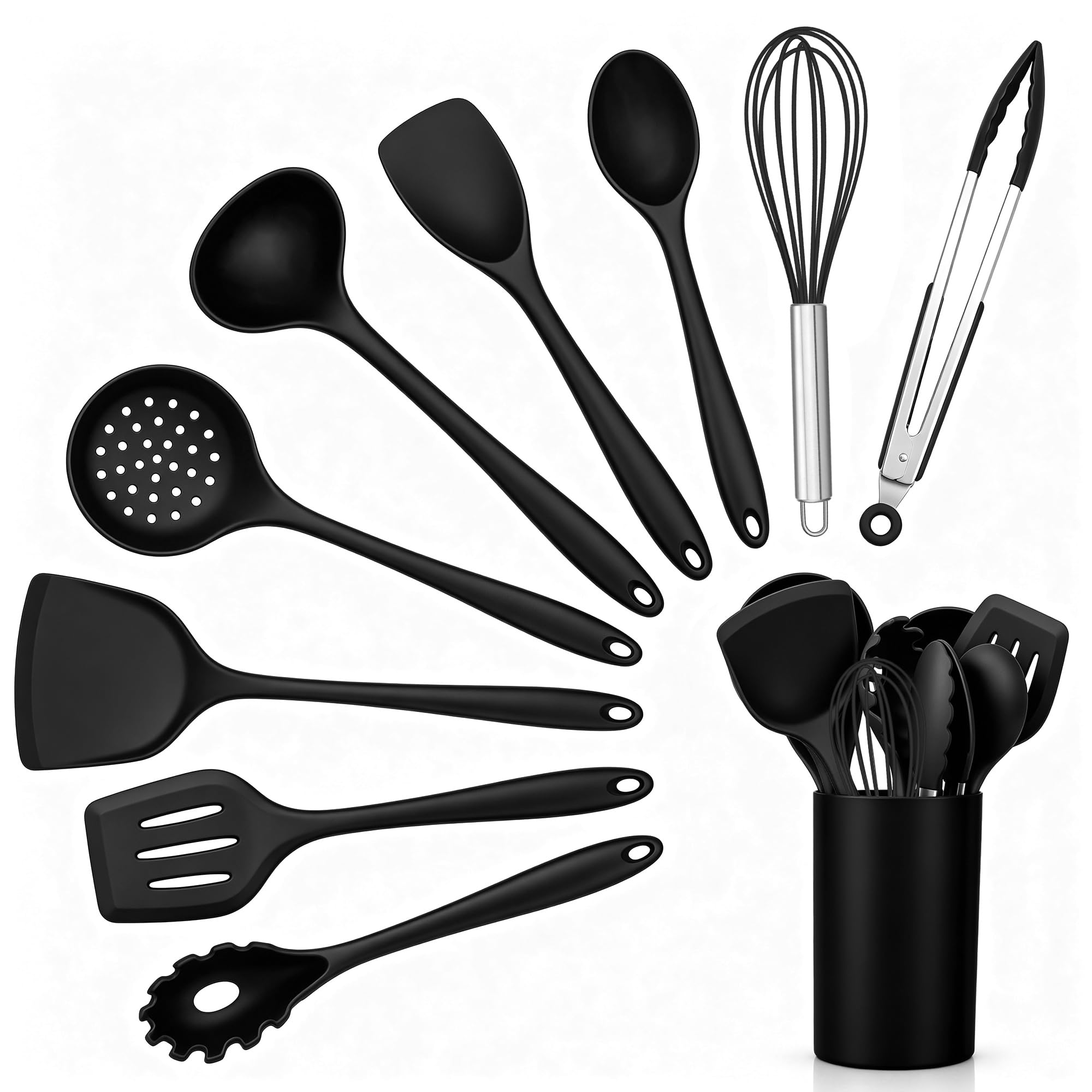 Herogo Kitchen Utensils Set, 10 Piece Silicone Cooking Utensil with Holder
