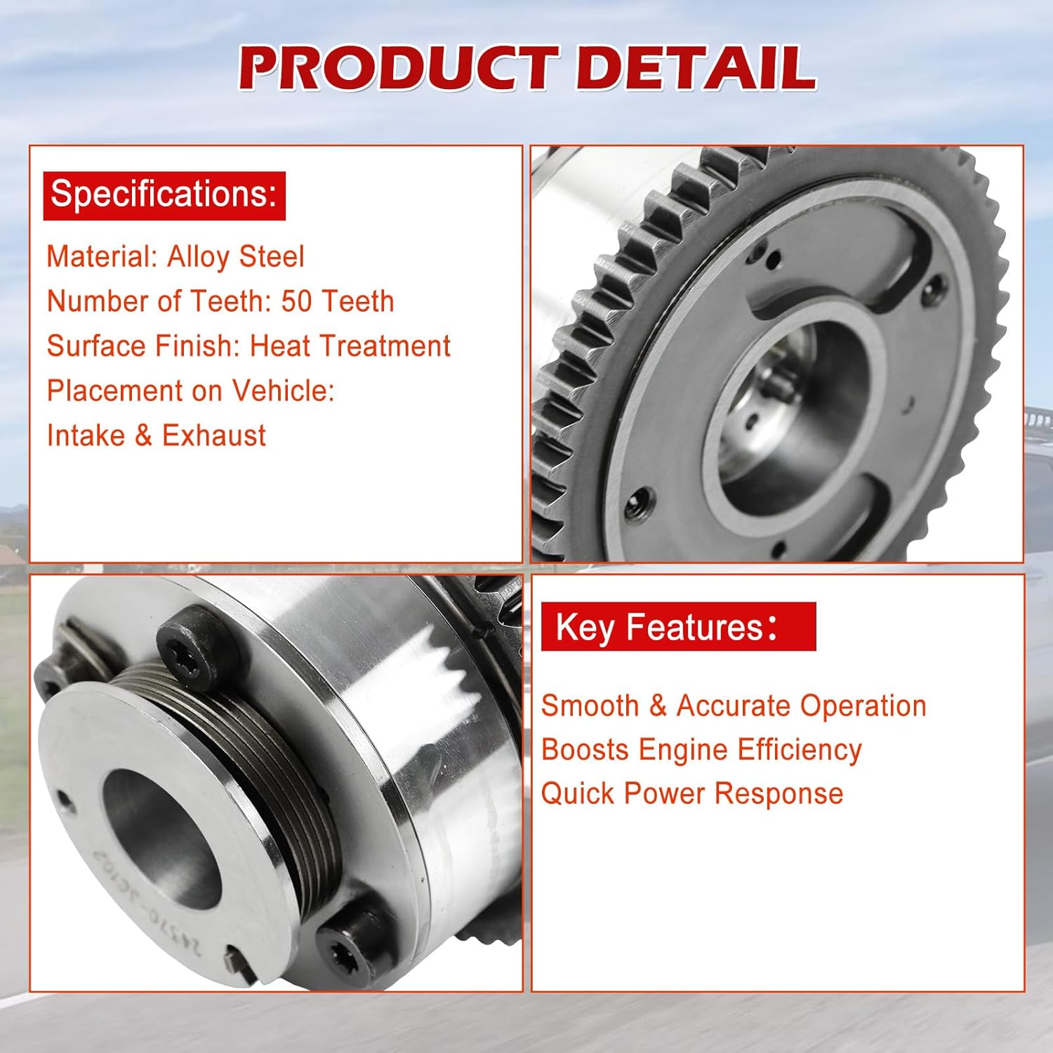 24350-3C100 24370-3C100 24350-3C113 24370-3C102 Intake & Exhaust Camshaft Adjuster VVT Cam Gear for Hyundai Genesis Coupe Azera Veracruz Kia Sedona Sorento 2007-2014 3.5L