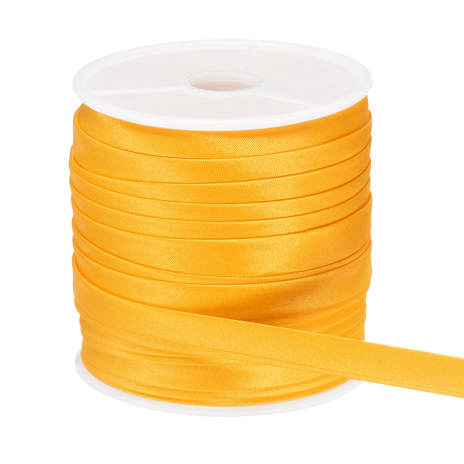 sourcing map Double Fold Bias Tape 3/8" x 25 Yds Satin Bias Yellow โ image 1