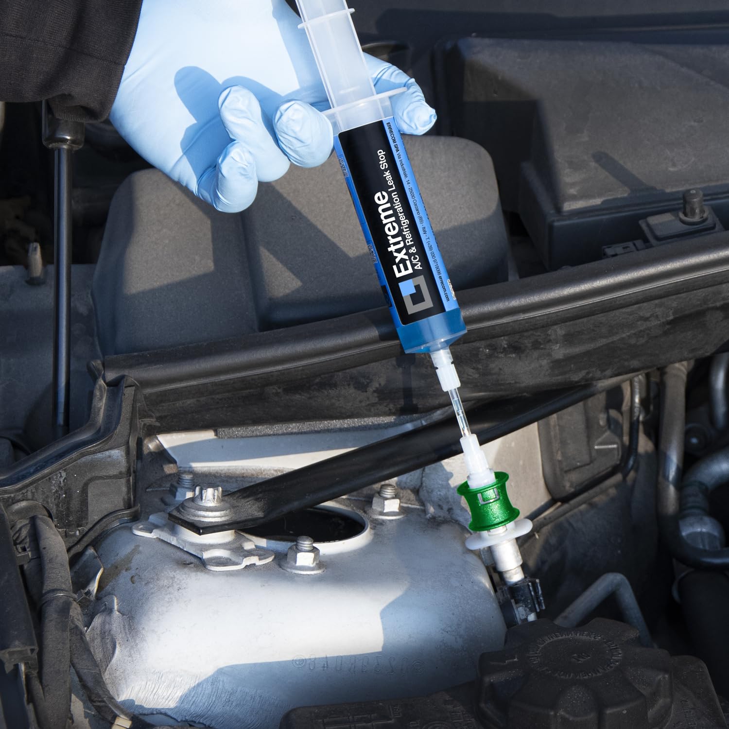 ERRECOM Extreme - 30 ml, Turafalle per Impianti di Climatizzazione Auto funzionanti con Gas Refrigerante R1234yf, Include Adattatore per Valvola di Carica Lato Bassa Pressione Gas R1234yf