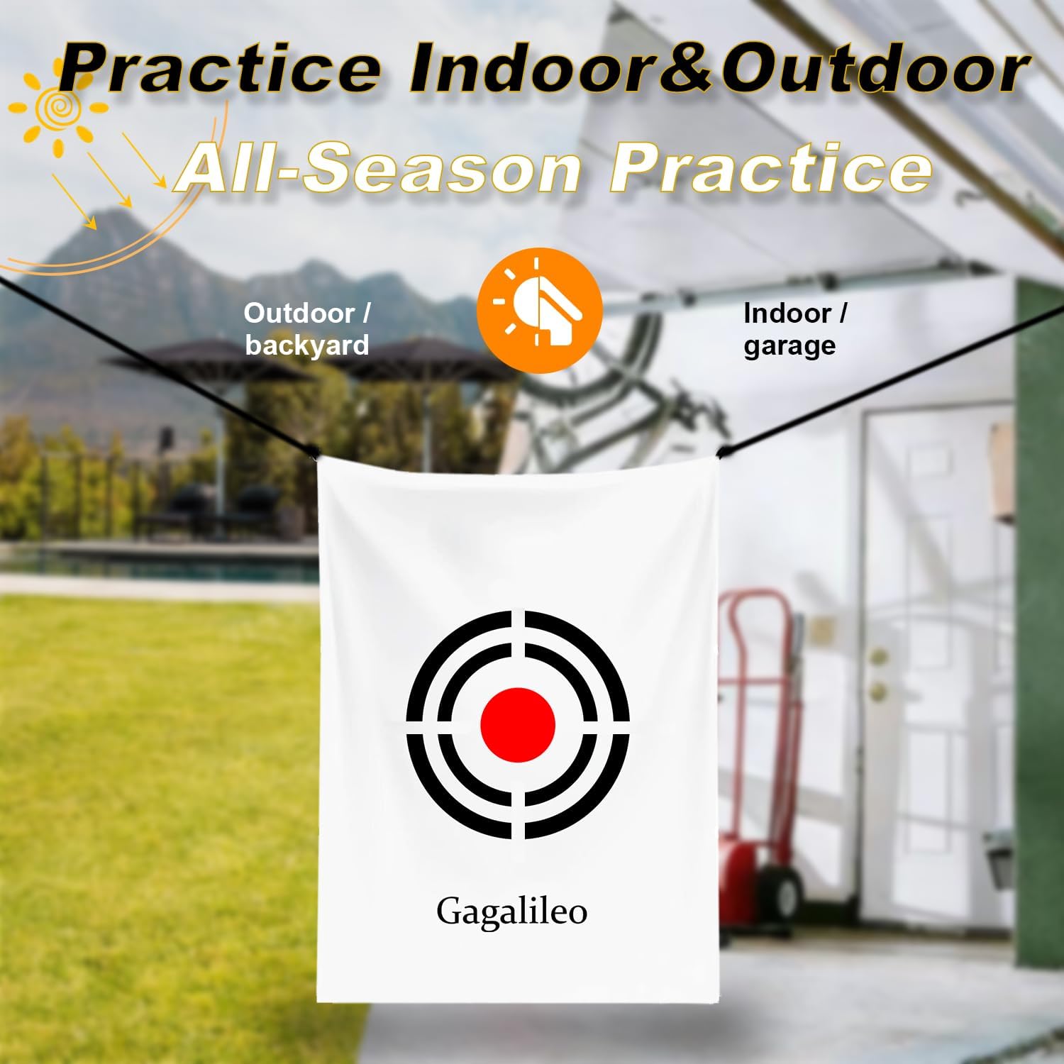 Gagalileo Golf Target Cloth: Protective Net Portable Easy Setup with Ropes Indoor Outdoor Practice All Golfers Training Accuracy for Backyard Garage