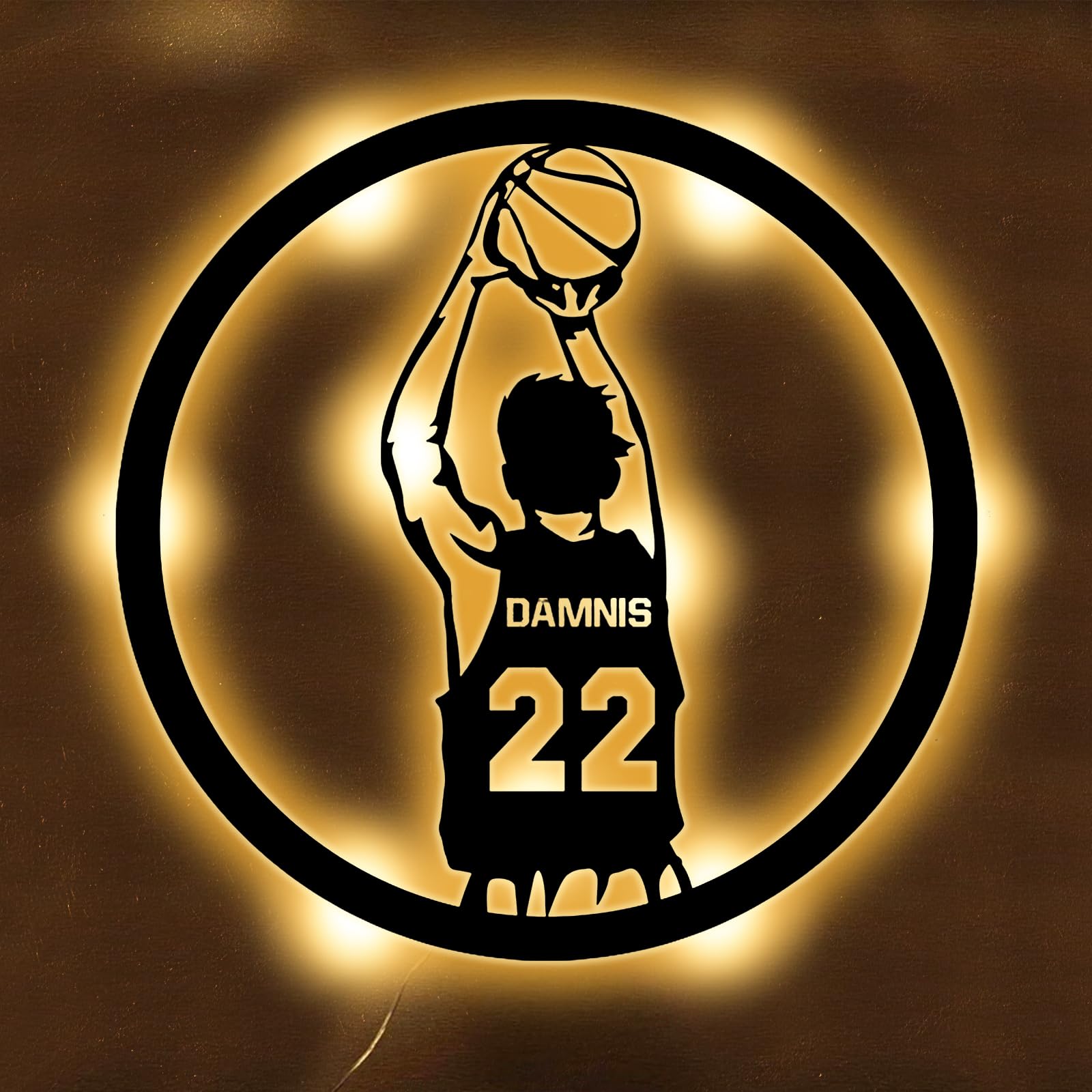 SSRUI Regalos de Baloncesto Personalizados para Niños, Letreros de Neón para Decoración de Pared, Luces Deportivas, Barra LED Regulable, Luz Alimentada por USB