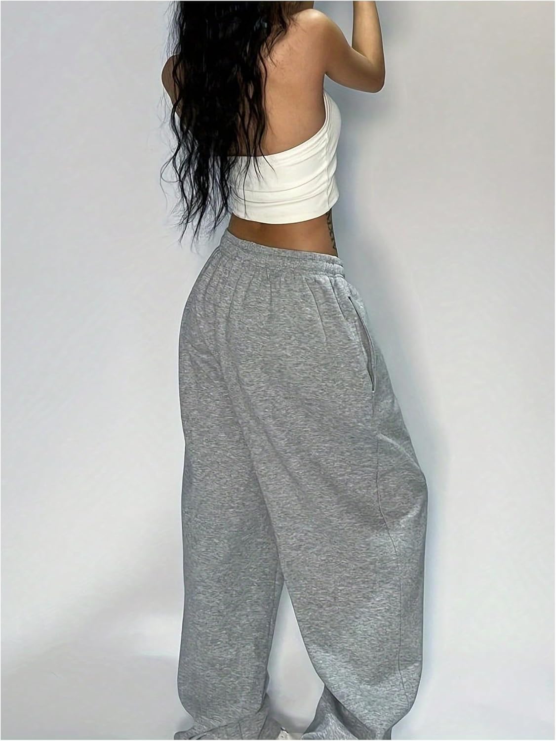 GORGLITTER Women's Low Rise Wide Leg Sweatpants Casual Drawstring Elastic Waist Baggy Track Sweat Pants with Pockets - Image 2